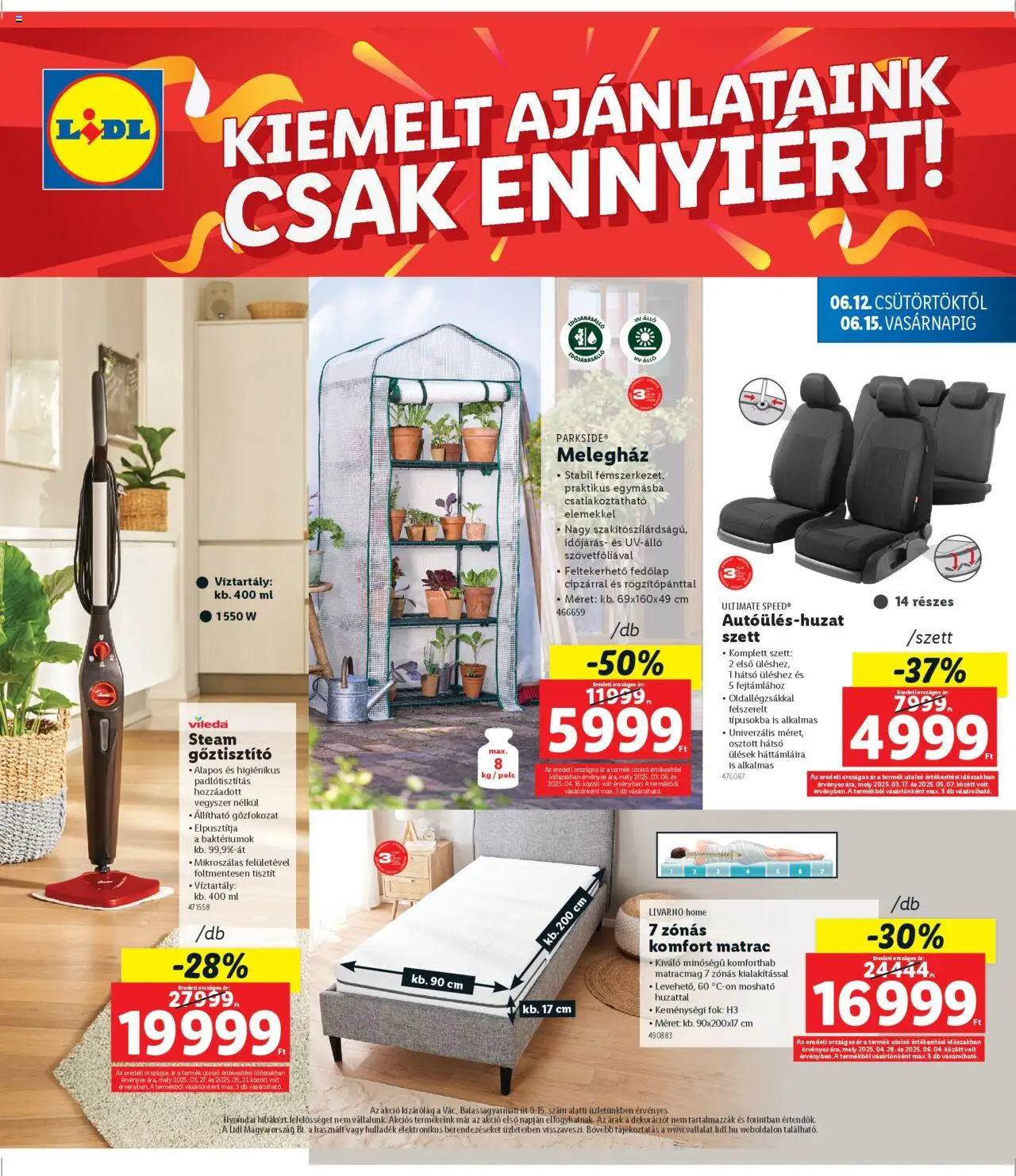Lidl akciós ujság - amely érvényes a következő dátumtól: 12.06.2025 | Oldal: 8 | Termékek: Parkside, Gőztisztító, Matrac, Vileda
