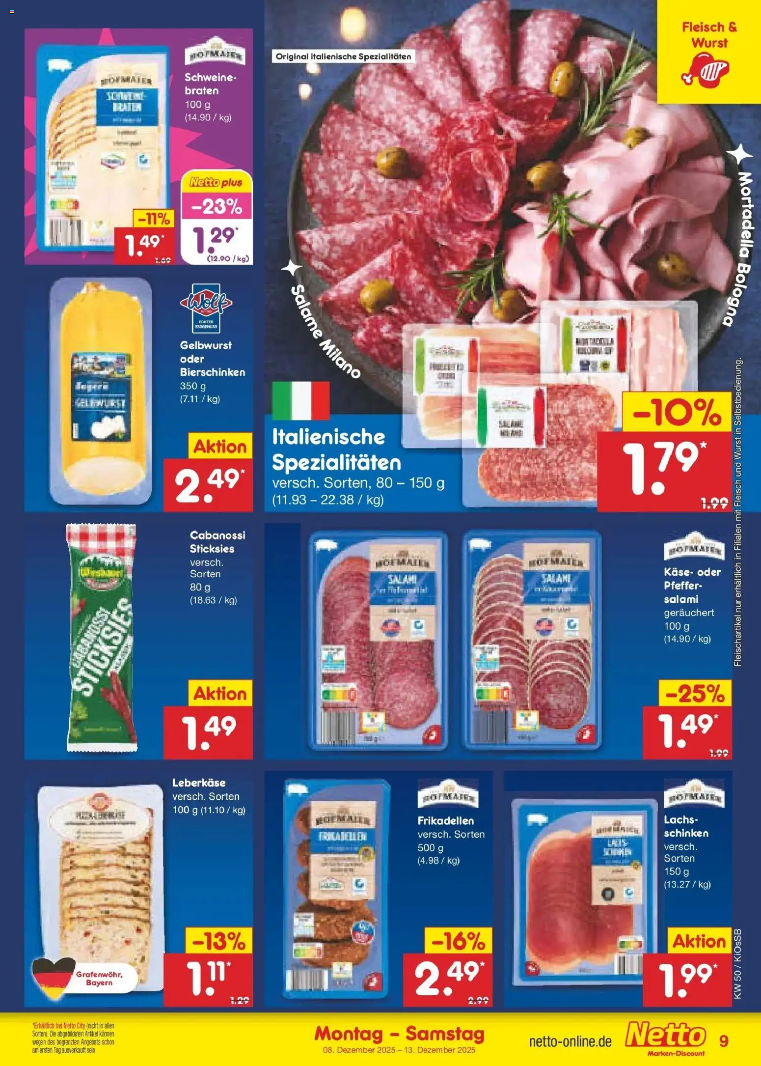 Netto Marken-Discount - Netto: Wochenangebote – gültig ab 07.12.2025 | Seite: 9 | Produkte: Lachs, Wurst, Salami, Leberkase