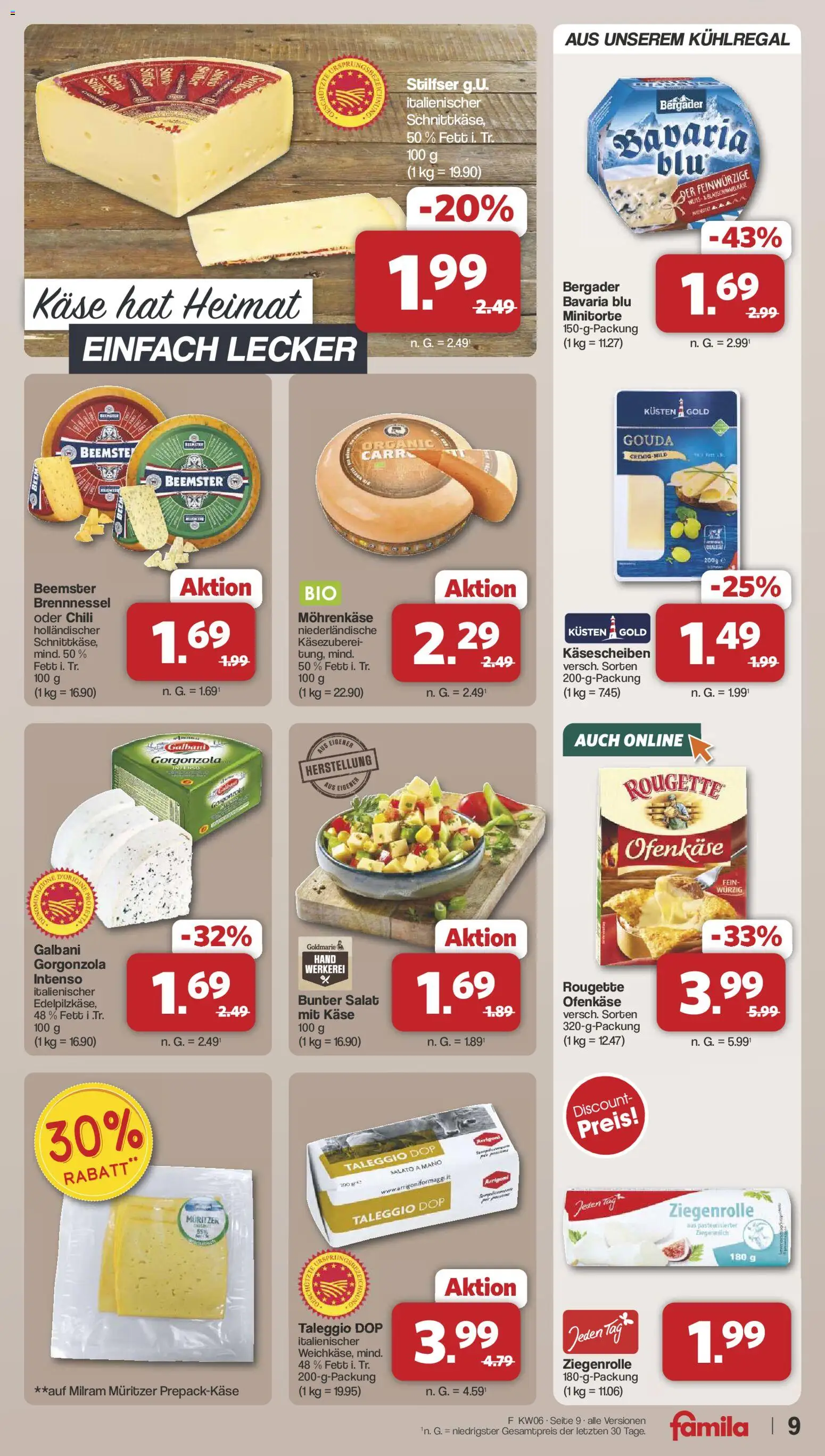 Famila Nordwest Prospekt 	 – gültig ab 02.02.2026 | Seite: 9 | Produkte: Käse, Gouda, Milram, Salat