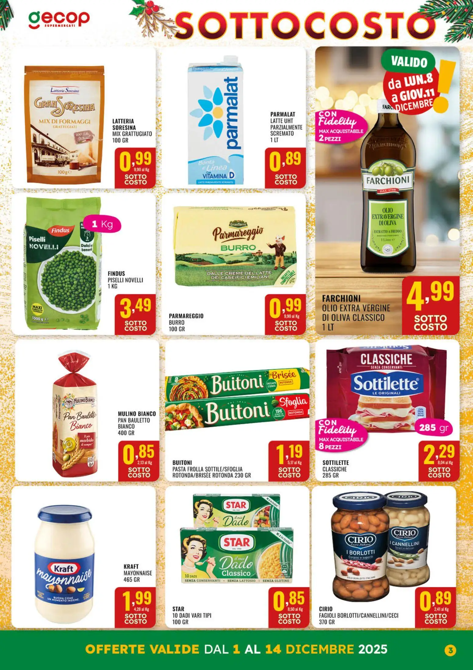 Volantino GECOP del 01.12.2025 | Pagina: 3 | Prodotti: Cannellini, Pasta, Piselli, Latte parzialmente scremato