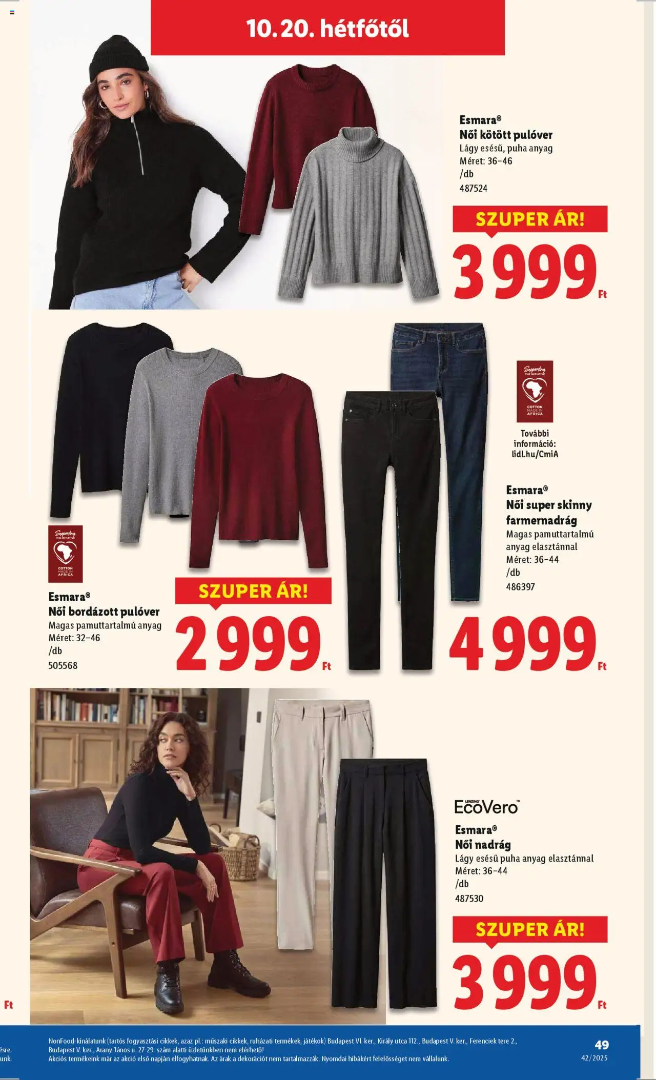 Lidl akciós ujság - amely érvényes a következő dátumtól: 16.10.2025 | Oldal: 49 | Termékek: Farmernadrág, Játékok, Pulóver, Nadrág