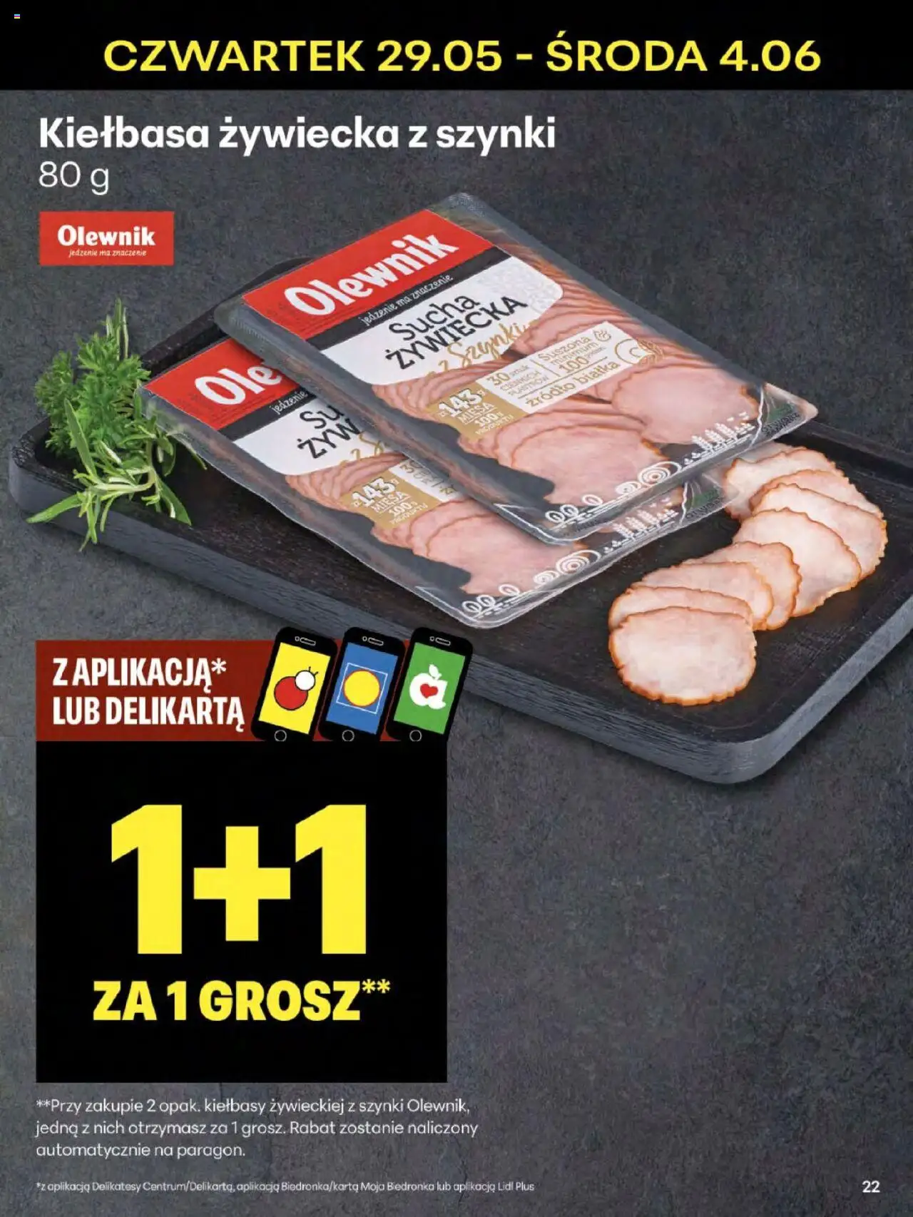 Delikatesy Centrum Gazetka od 29.05.2025 | Strona: 22 | Produkty: Kiełbasa, Delikatesy