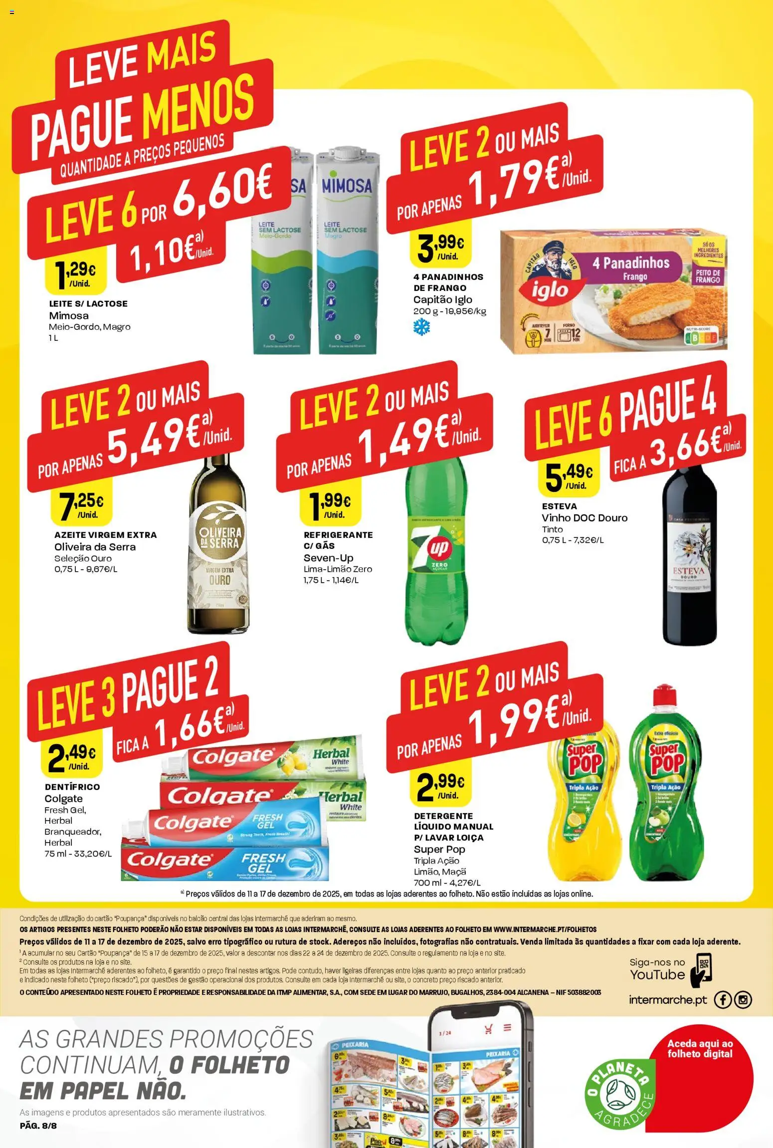 Intermarché Folheto Mini │ válido de 11.12.2025 | Página: 8 | Produtos: Azeite, Capitão iglo, Leite, Vinho