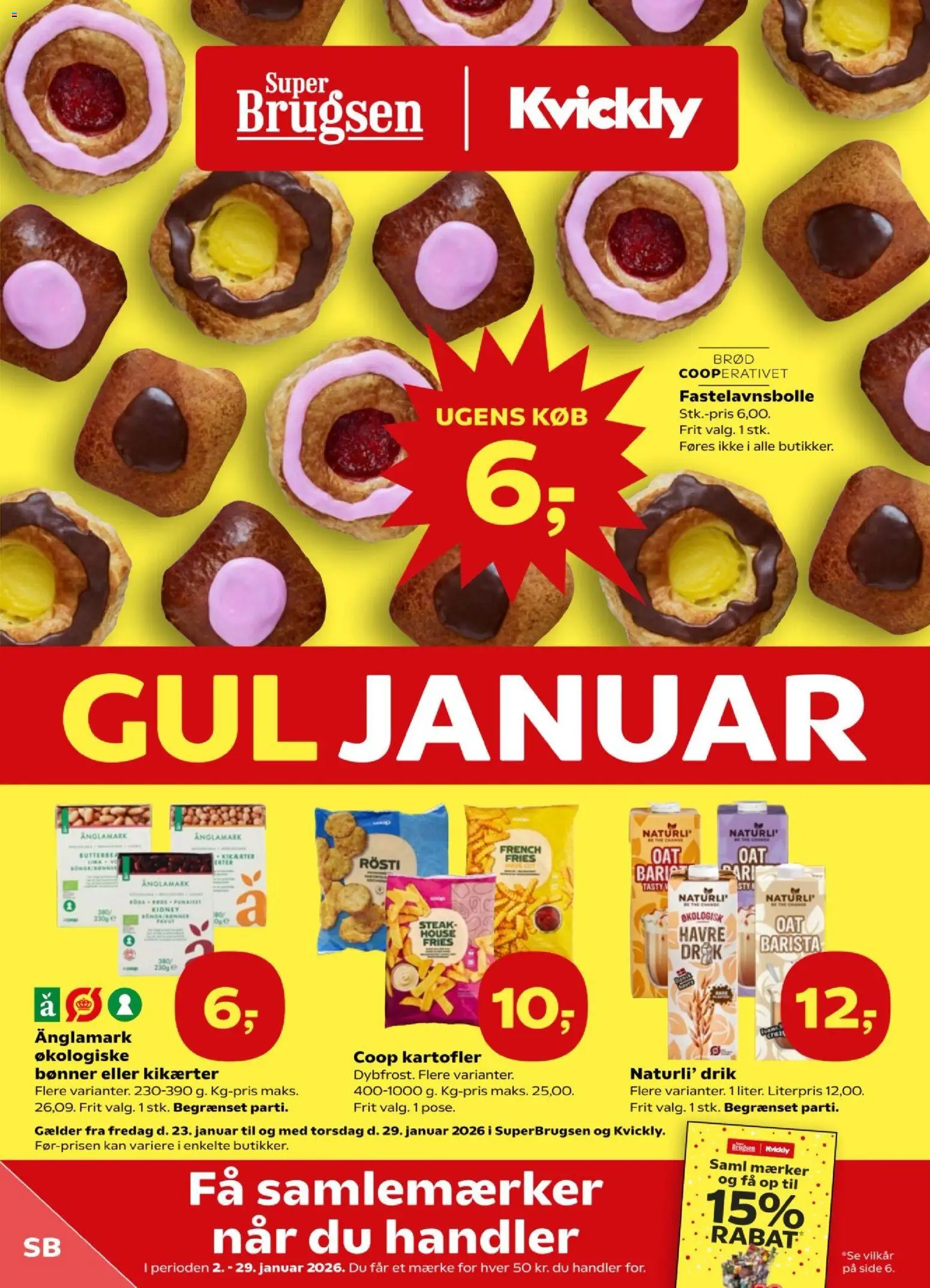 Super Brugsen tilbudsavis – gyldig fra 22.01.2026 | Side: 1 | Produkter: Brød, Kartofler, Kikærter, Bønner