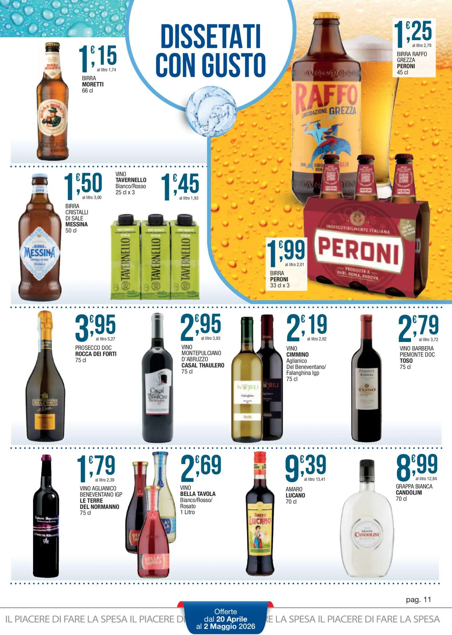 Volantino Sidis del 20.04.2026 | Pagina: 11 | Prodotti: Prosecco, Sale, Birra Moretti, Birra messina