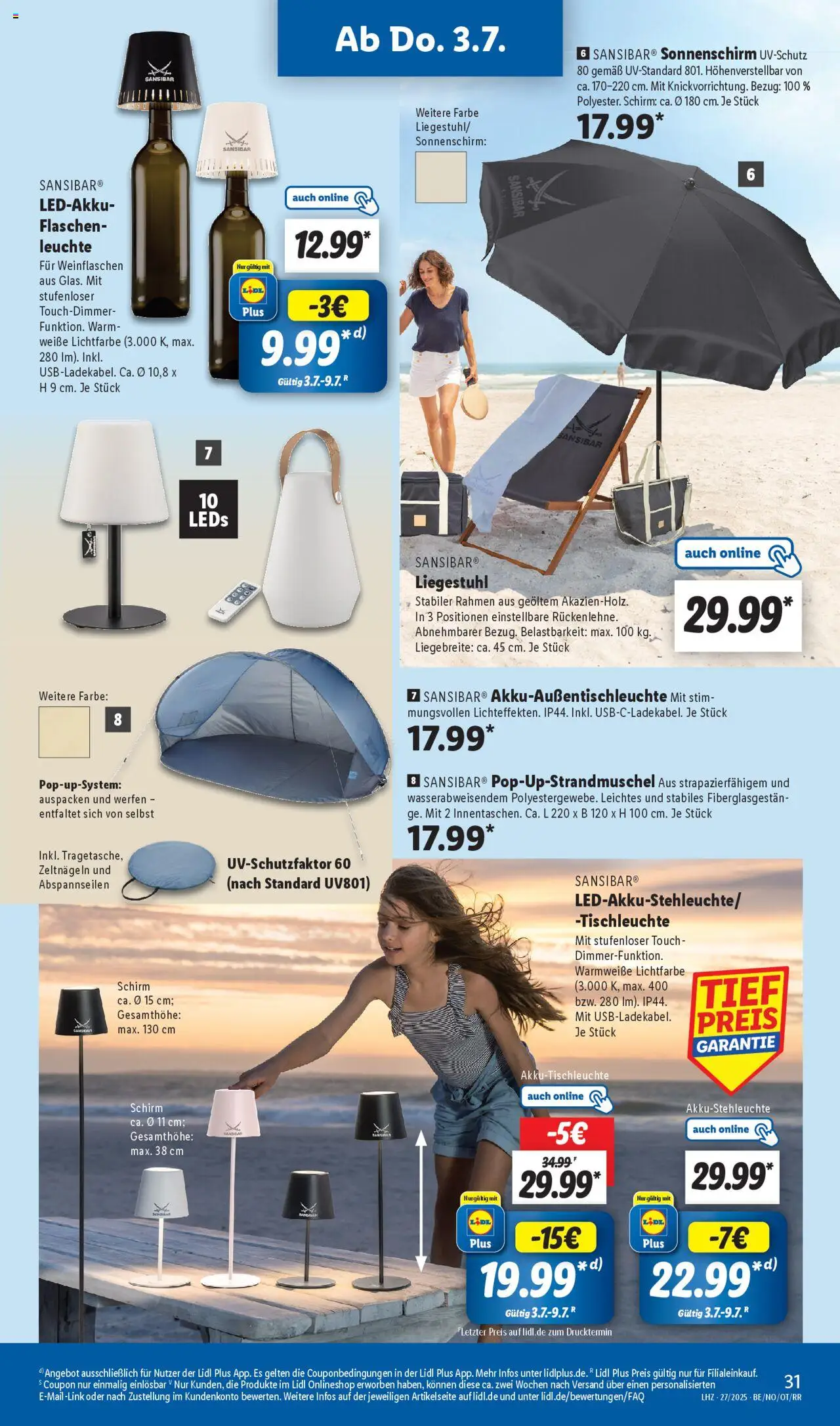 Lidl - Hamburg, Bremen - gültig ab dem 30.06.2025 | Seite: 19 | Produkte: Liegestuhl, Sonnenschirm