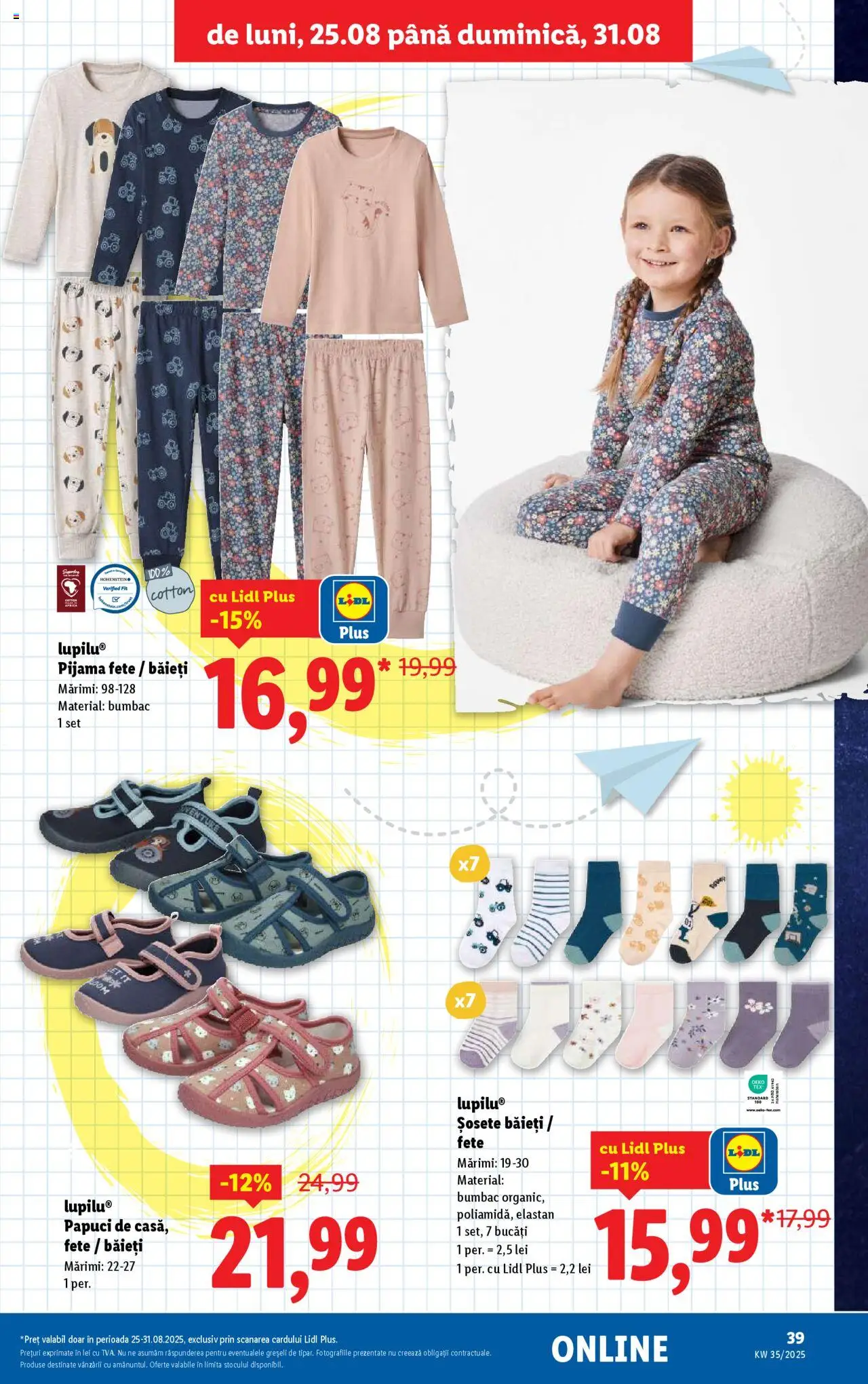 Catalog Lidl – valabil de la 25.08.2025 | Pagină: 39 | Produse: Șosete, Papuci
