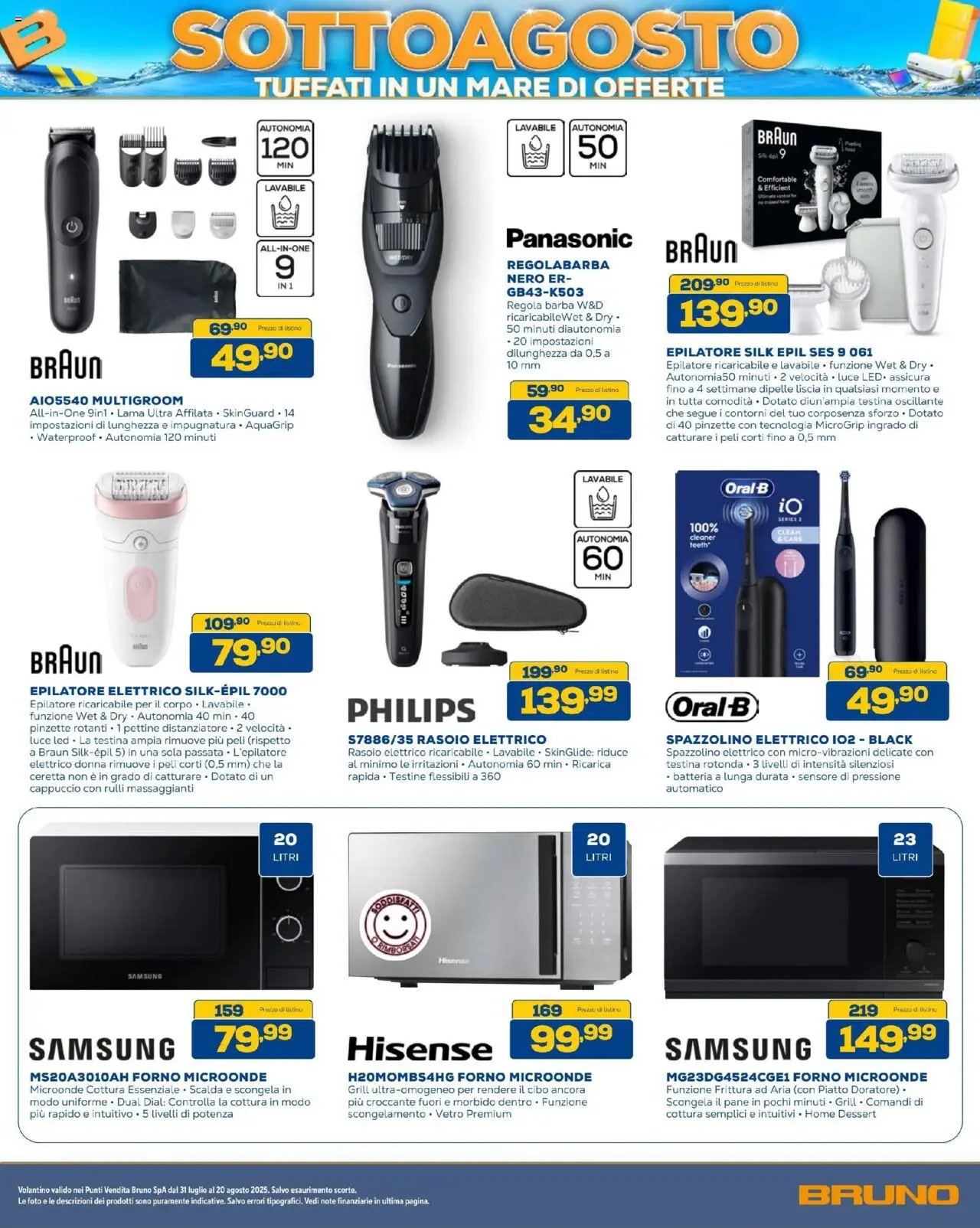 Volantino BRUNO del 08.08.2025 | Pagina: 23 | Prodotti: Pettine, Epilatore elettrico, Batteria, Samsung