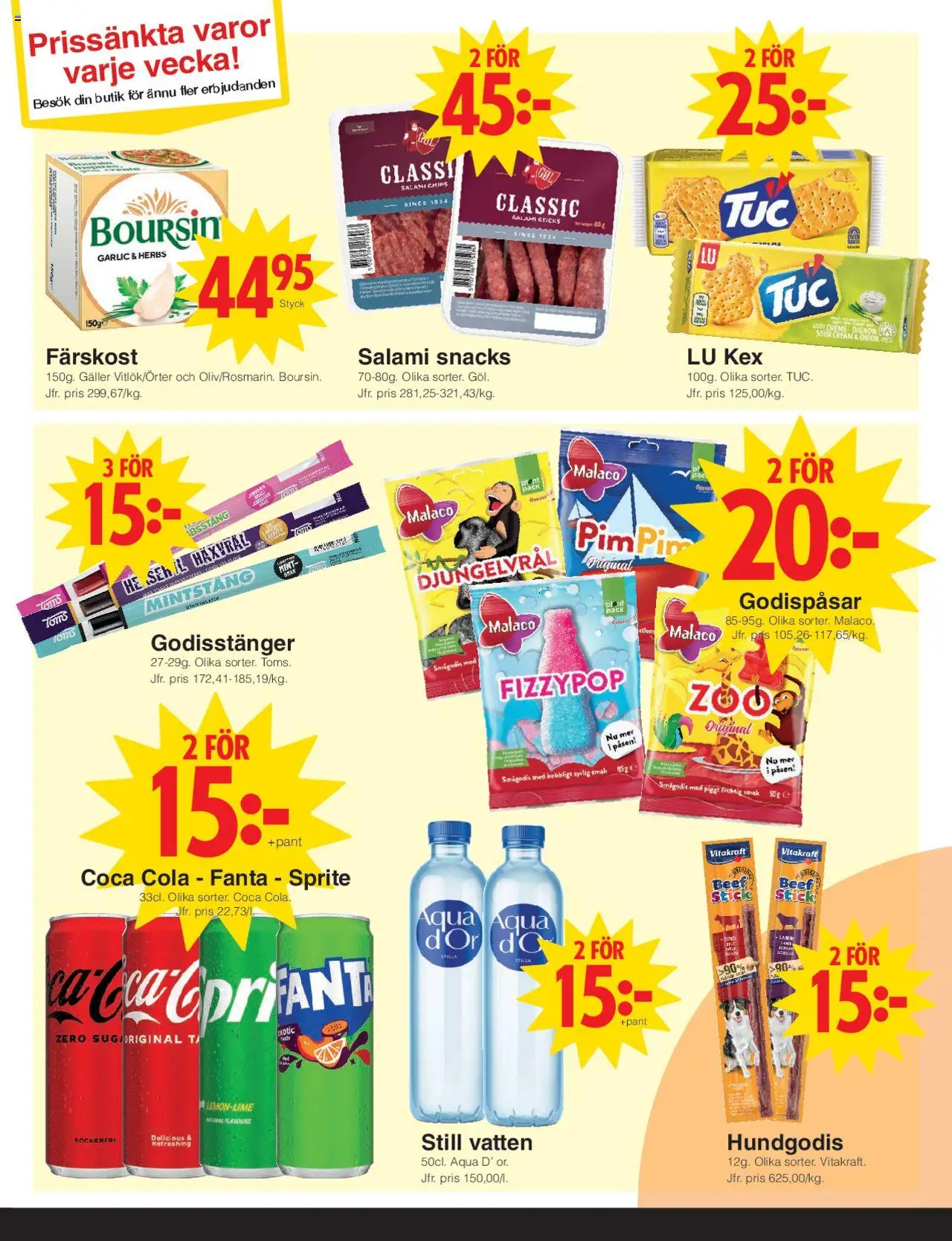 Matöppet reklamblad aktuell från 28.07.2025 | Sida: 3 | Produkter: Lakrits, Chips, Fanta, Sprite