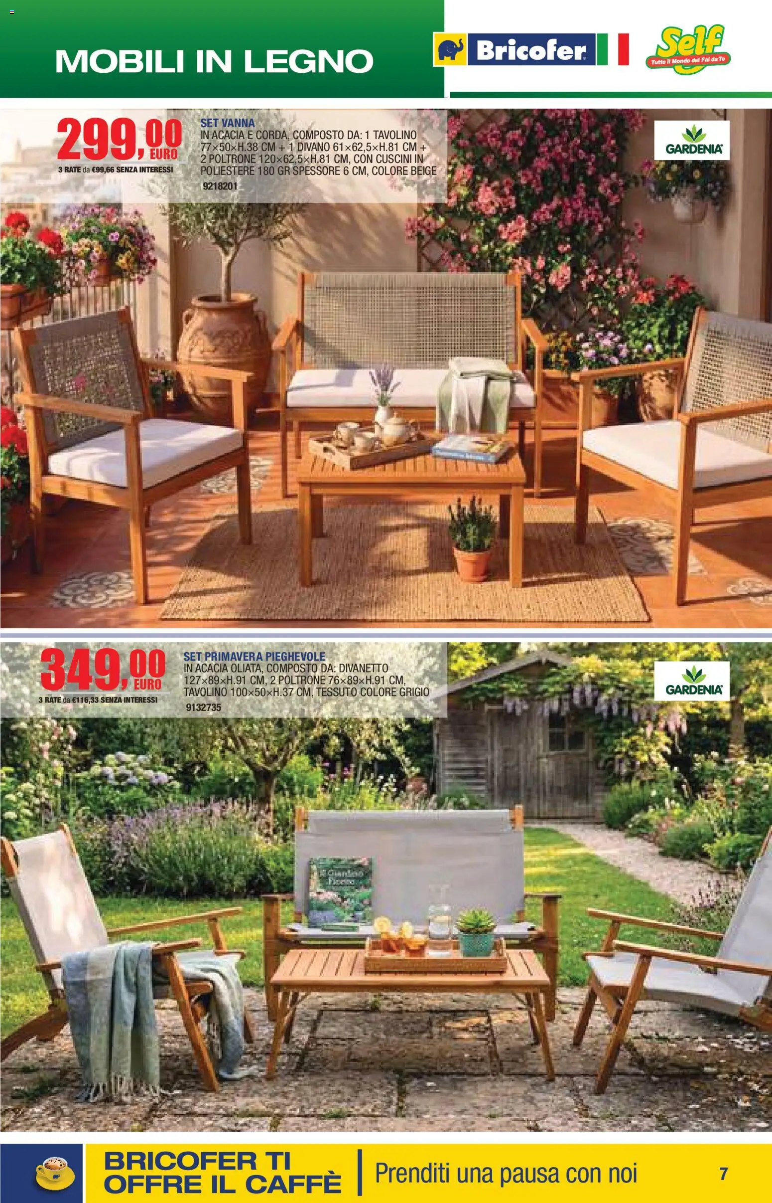 Volantino Bricofer del 14.04.2026 | Pagina: 7 | Prodotti: Tavolino, Caffè, Tè, Divano