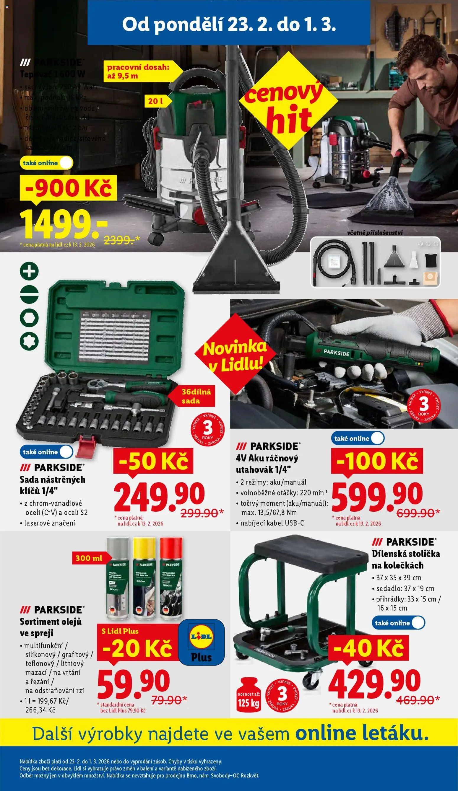 Lidl leták od 23.02.2026 | Strana: 39 | Produkty: Čistící prostředek, Parkside, Kabel, Stolička
