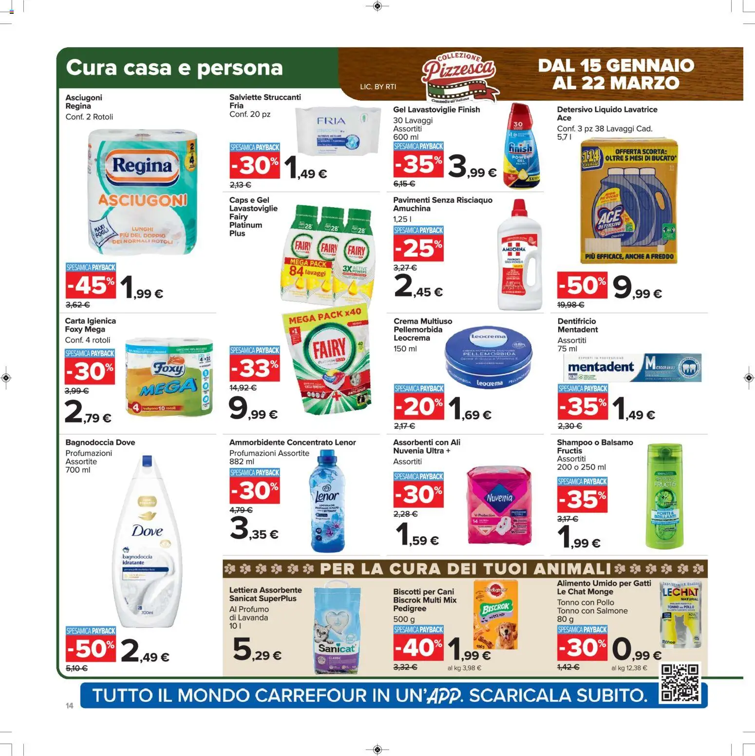 Volantino Carrefour del 15.01.2026 | Pagina: 14 | Prodotti: Balsamo, Salviette struccanti, Dentifricio, Lavastoviglie