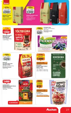Auchan Akciós újság - amely érvényes a következő dátumtól: 16.10.2025 | Oldal: 27 | Termékek: Nescafé, Müzli, Kávé, Instant kávé