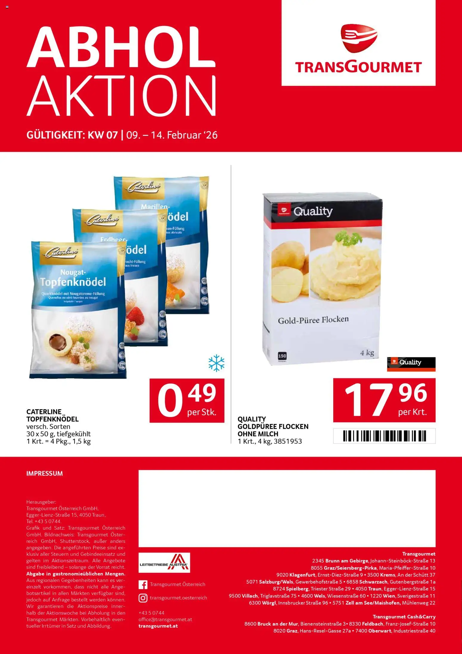 Transgourmet Flugblatt gültig ab 09.02.2026 | Seite: 32 | Produkte: Flocken, Milch