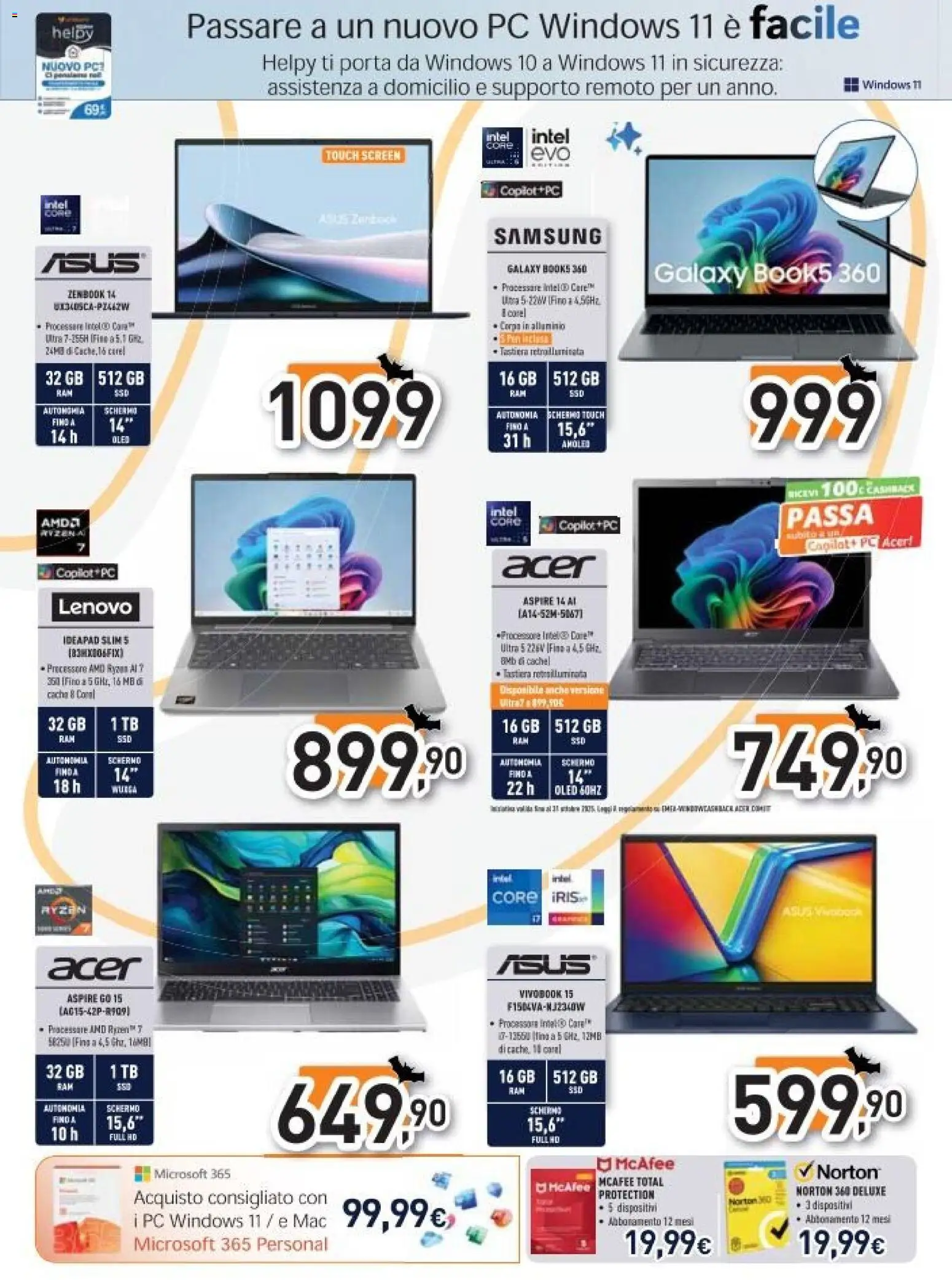 Volantino Unieuro del 27.10.2025 | Pagina: 16 | Prodotti: Schermo, PC, Tastiera, Samsung