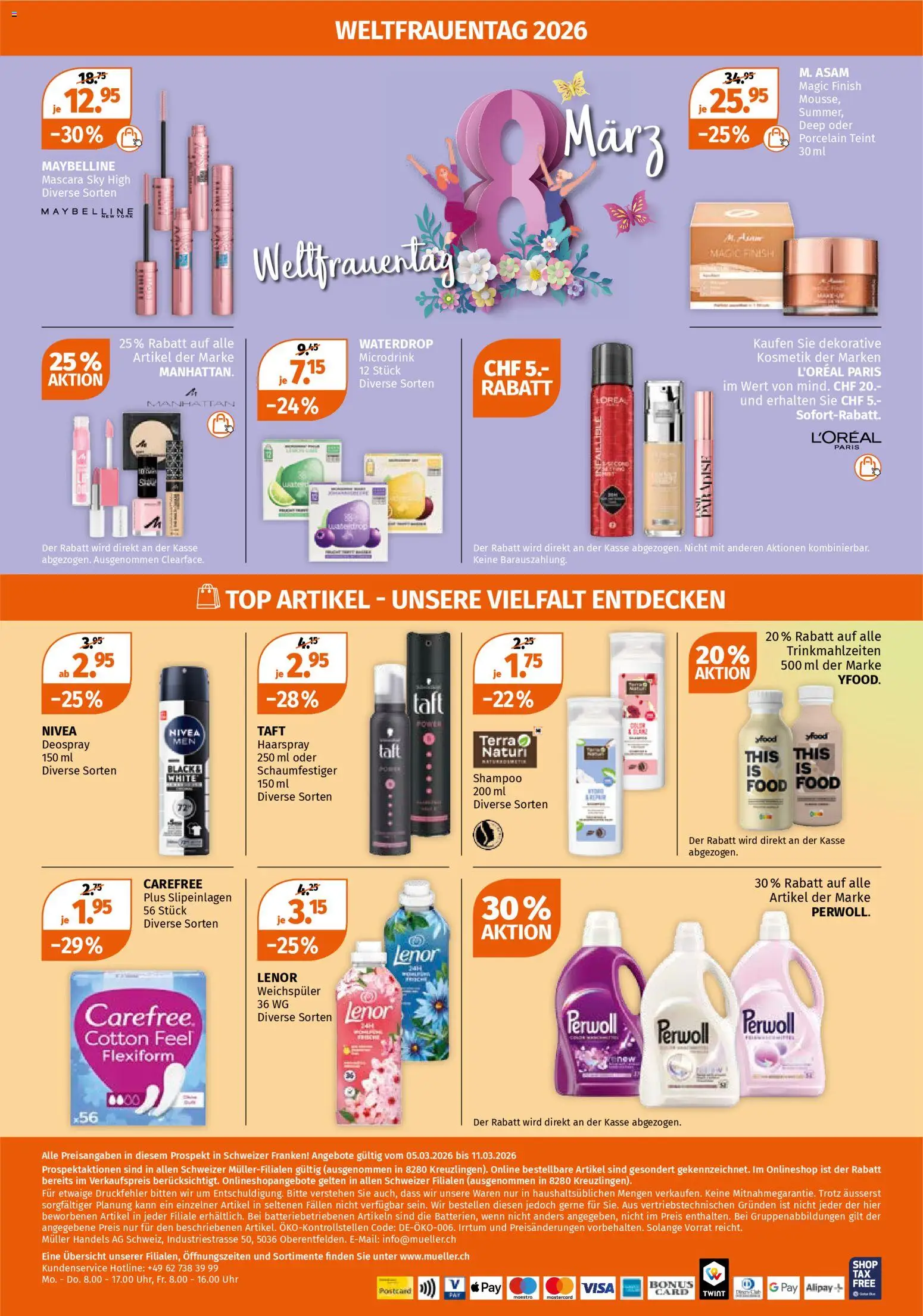 Müller aktionen – gültig ab 05.03.2026 | Seite: 12 | Produkte: Deodorant, Weichspüler, Deospray, Uhr