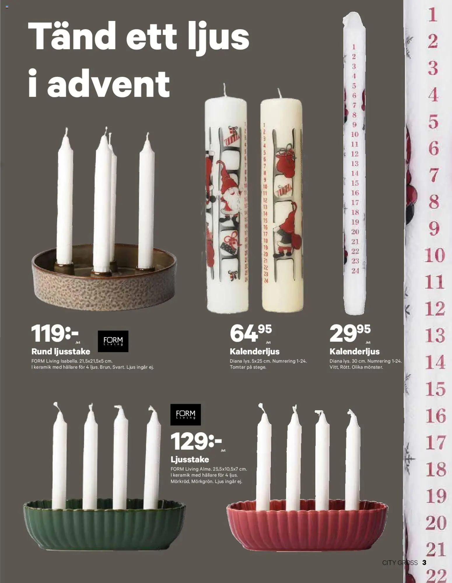 City Gross reklamblad aktuell från 24.11.2025 | Sida: 15 | Produkter: Ljus