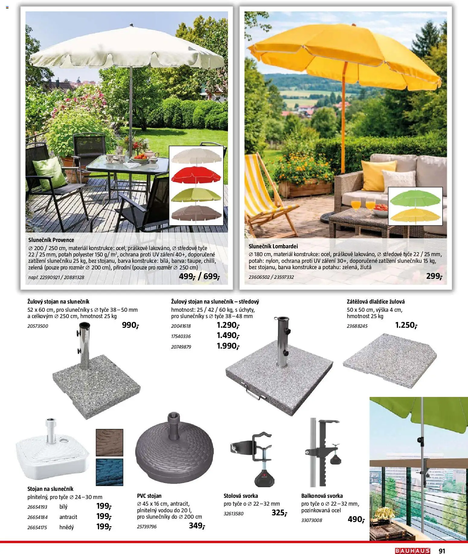 Bauhaus katalog Záhradní nábytek od 08.04.2026 | Strana: 91 | Produkty: Slunečník, Stojan na slunečník