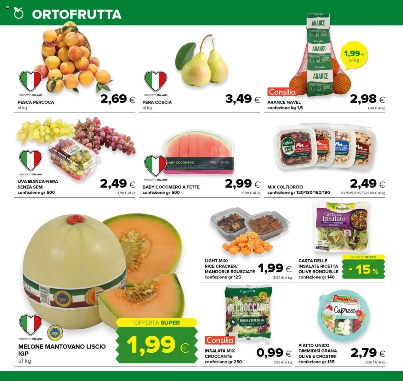 Volantino Tigre del 07.08.2025 | Pagina: 2 | Prodotti: Insalata, Mandorle, Pera, Melone