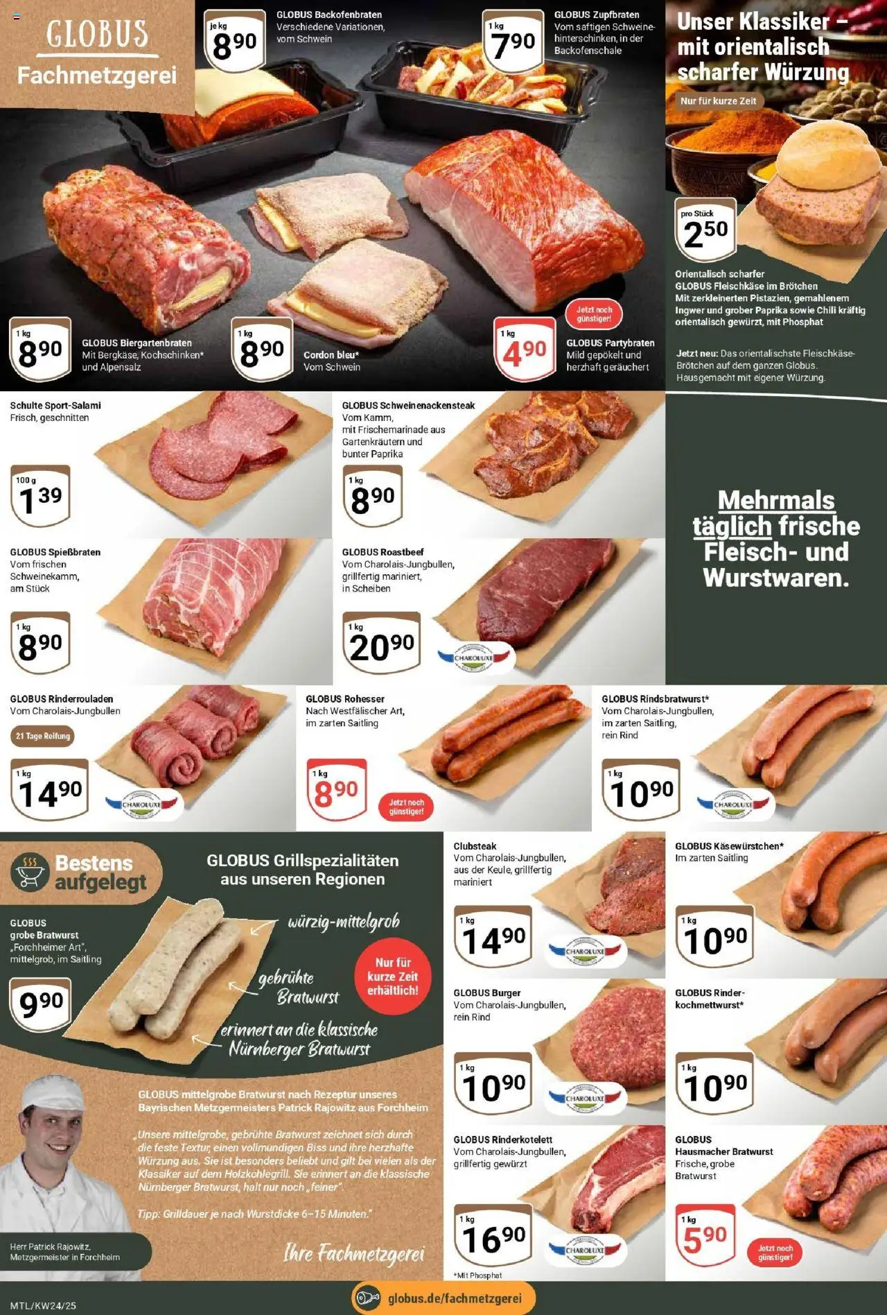 Globus prospekt Maintal-Dörnigheim	 - gültig ab dem 08.06.2025 | Seite: 9 | Produkte: Bratwurst, Paprika, Steak, Fleisch