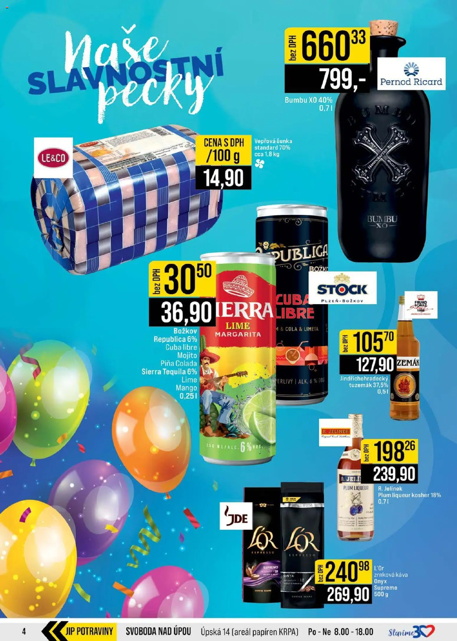 Jip leták - Cash & Carry od 19.11.2025 | Strana: 4 | Produkty: Potraviny, Božkov, Zrnková káva, Jelínek