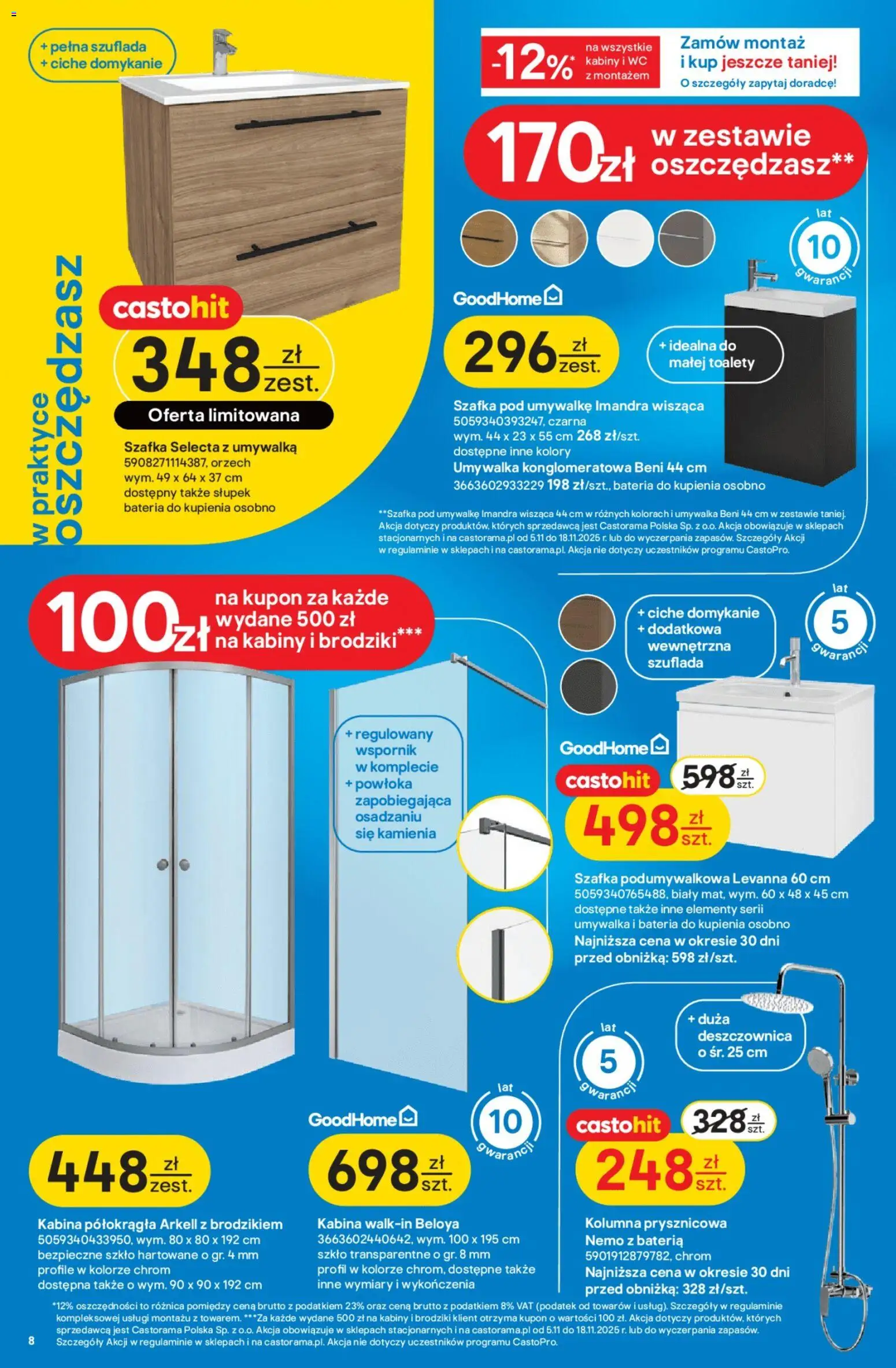 Castorama Gazetka od 05.11.2025 | Strona: 8 | Produkty: Umywalka, Bateria