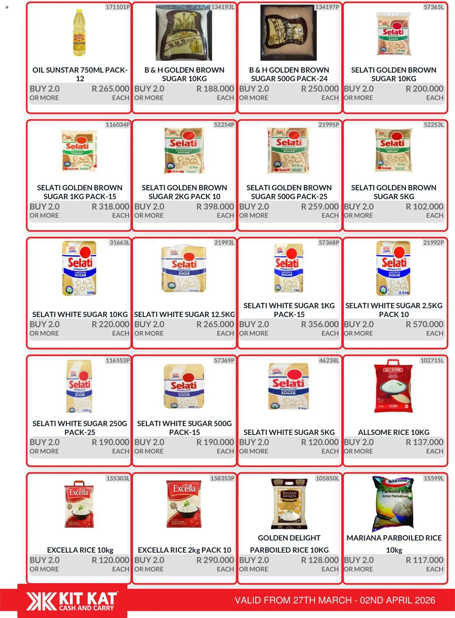 New KIT KAT Cash & Carry catalogue – valid from 27.03.2026 | Page: 12 | Products: Oil, Rice, Sugar