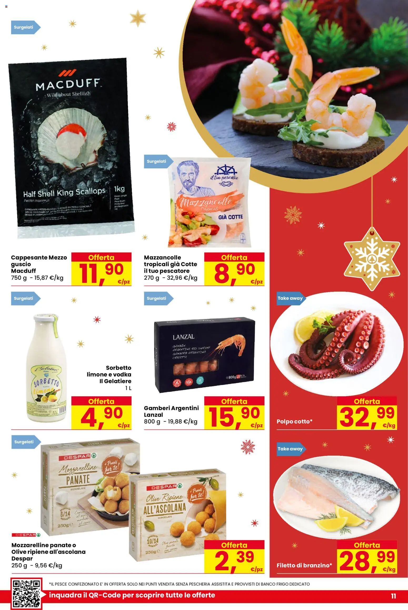 Volantino Despar del 16.12.2025 | Pagina: 11 | Prodotti: Tè, Vodka, Sorbetto, Polpo