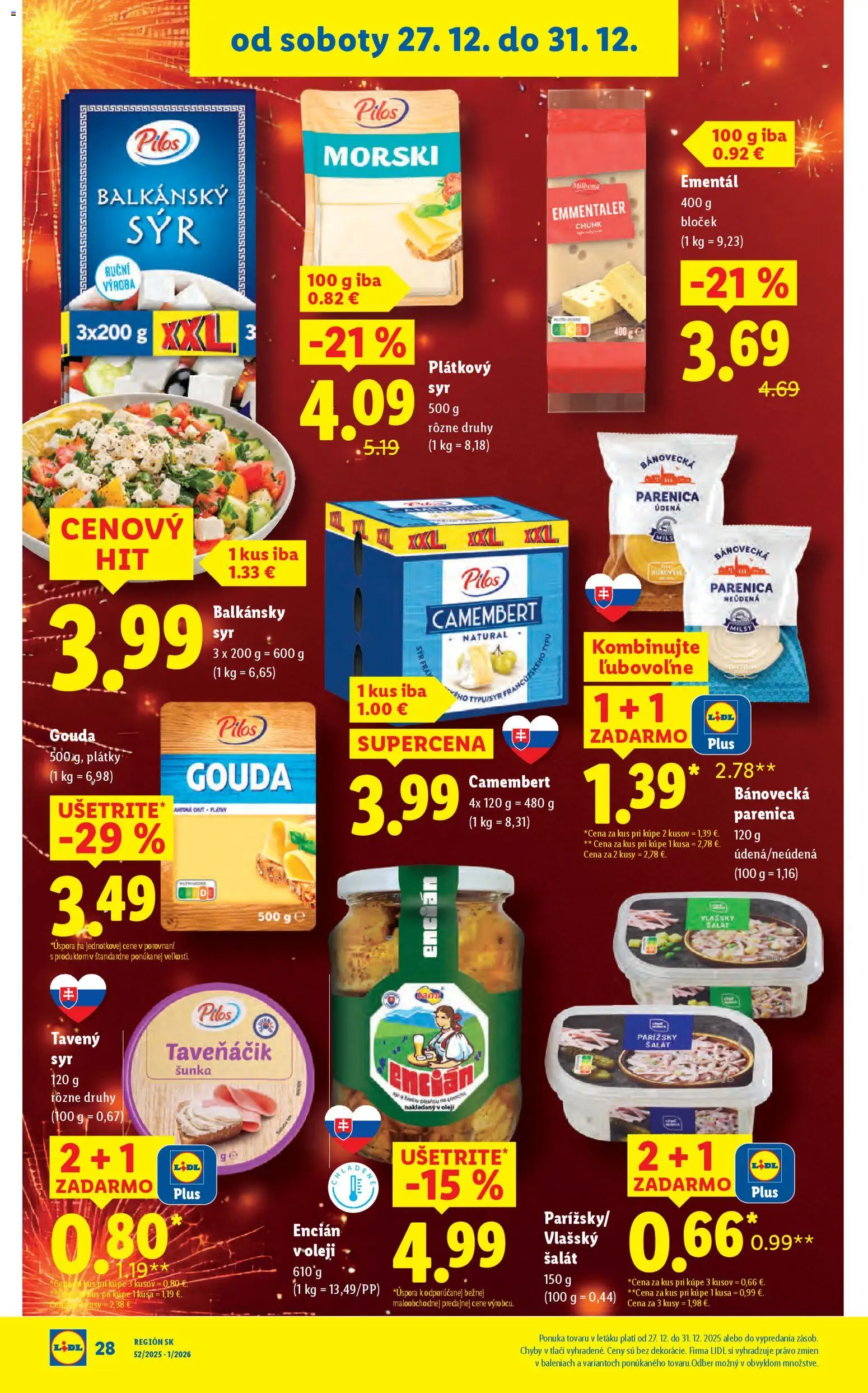 Nové Lidl akcie – leták je platný od 27.12.2025 | Strana: 32 | Produkty: Syr, Šunka, Gouda, Encián