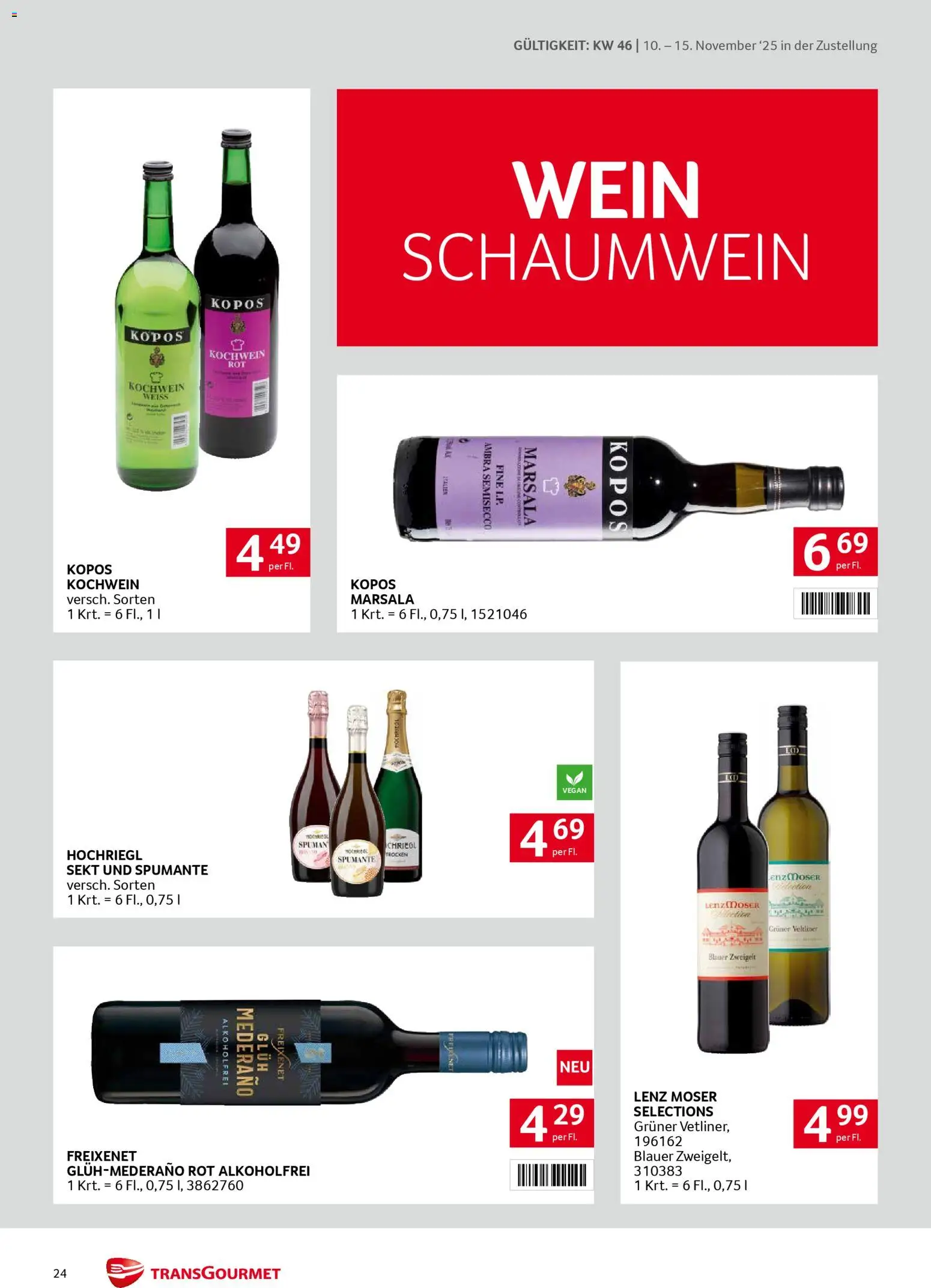 Transgourmet Zustellaktion gültig ab 10.11.2025 | Seite: 24 | Produkte: Wein