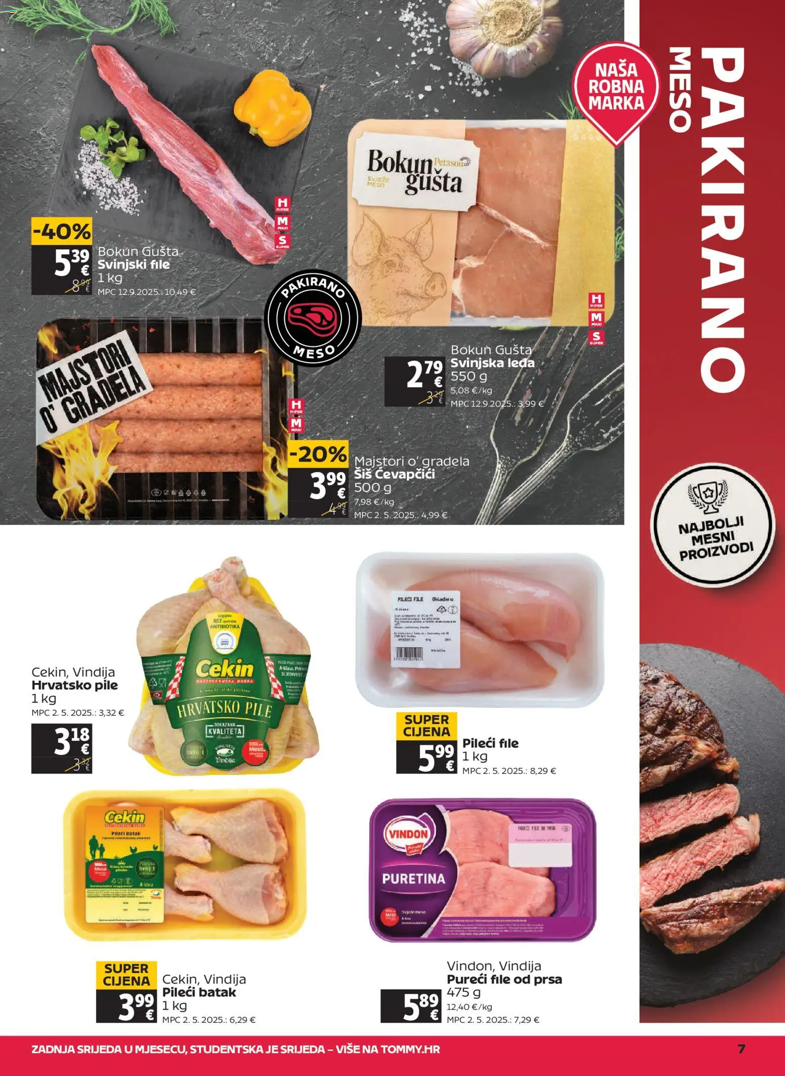 Tommy katalog | vrijedi od 19.03.2026 | Stranica: 7 | Proizvodi: Puretina, Meso, Svinjski file, Ćevapčići