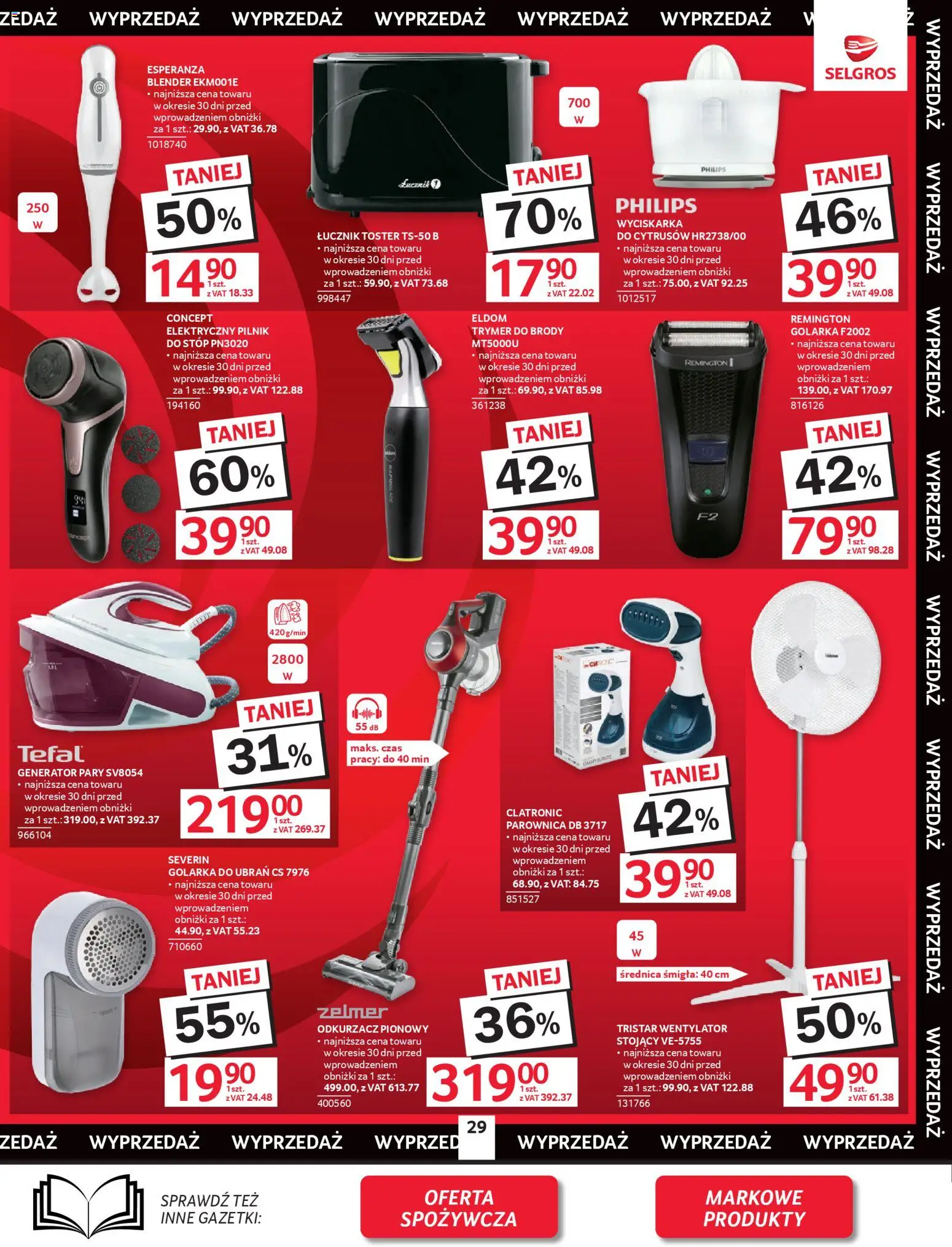 Selgros cash&carry - Oferta Przemysłowa od 09.04.2026 | Strona: 31 | Produkty: Wentylator, Toster, Golarka, Blender