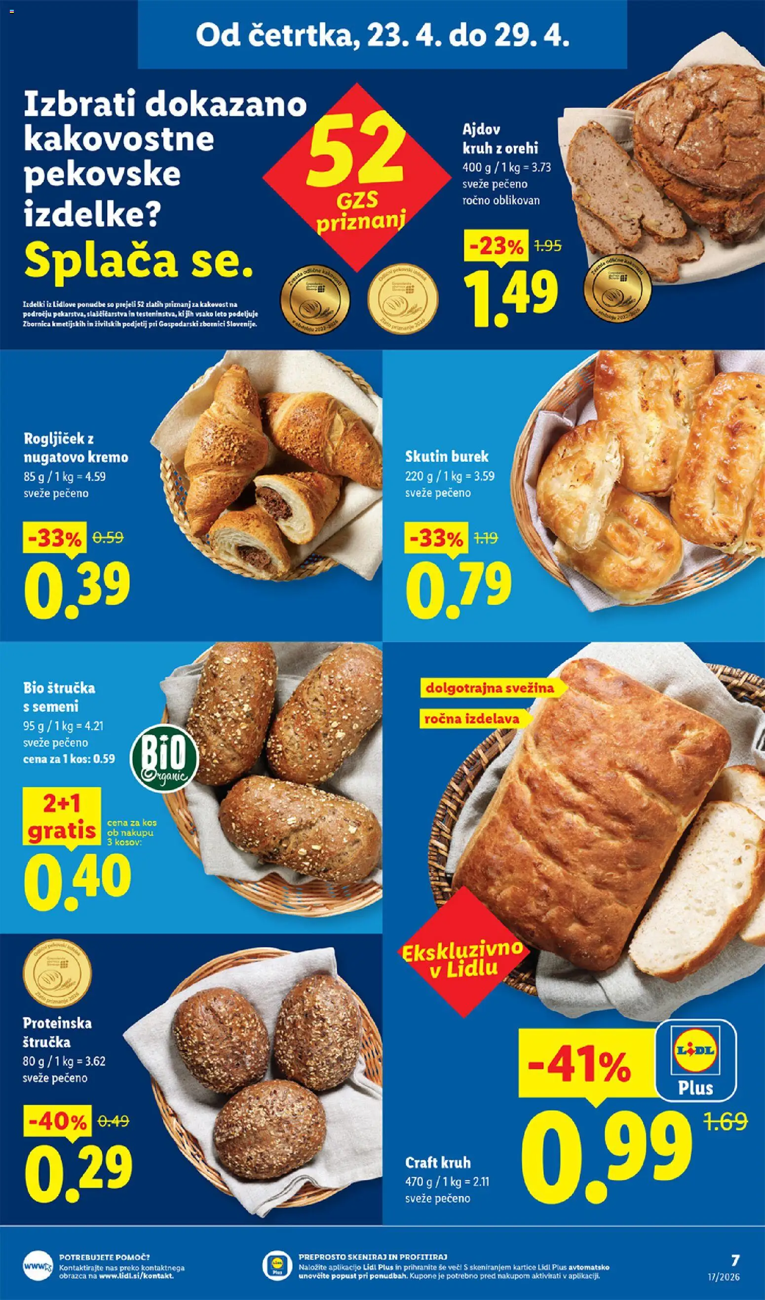 Novi Lidl katalog ponudbe – veljaven od 23.04.2026 | Stran: 9 | Izdelki: Štručka, Kos, Kruh