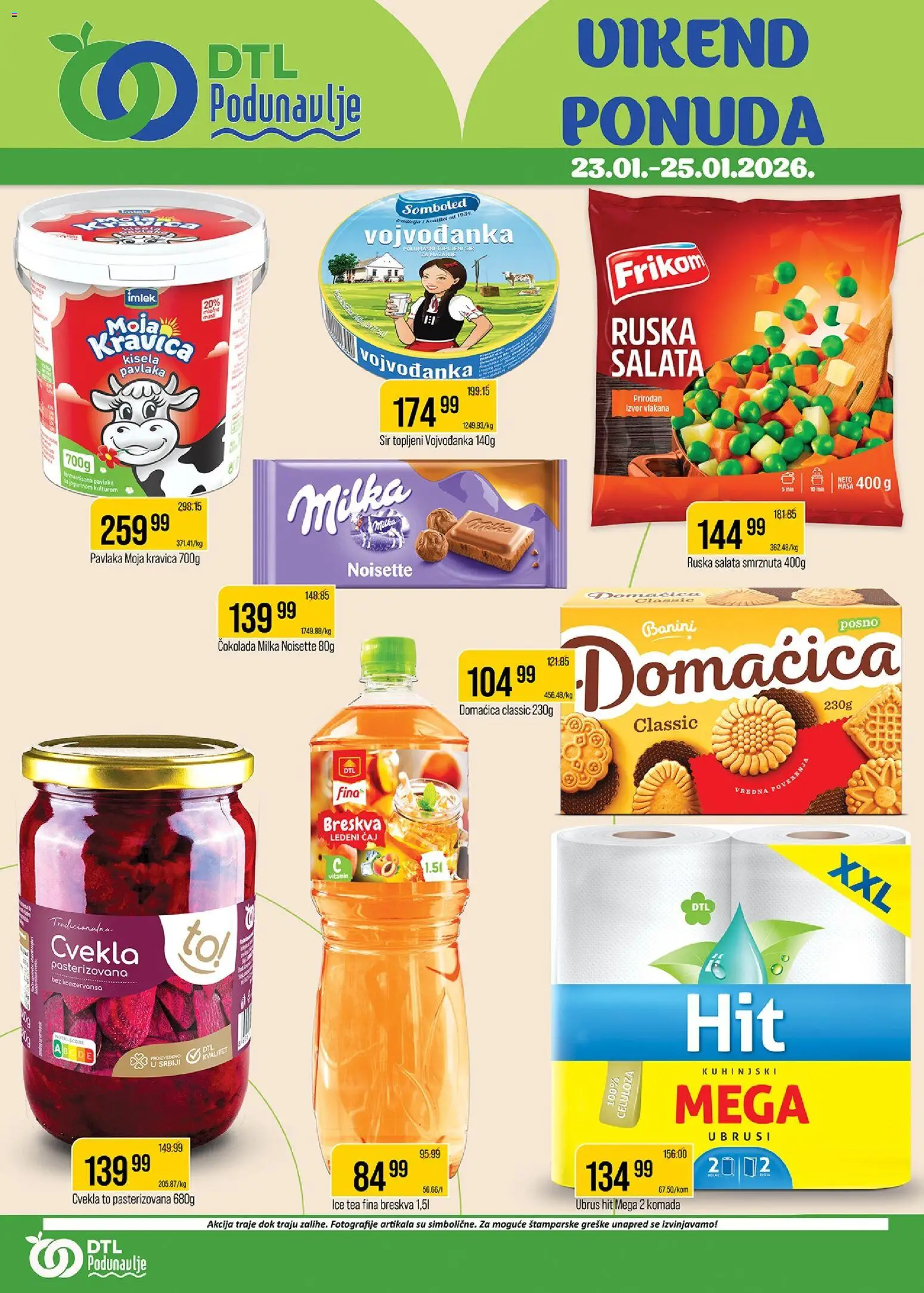 Podunavlje katalog - važi od 23.01.2026 | Strana: 1 | Proizvode: Milka, Cvekla, Sir, Čokolada