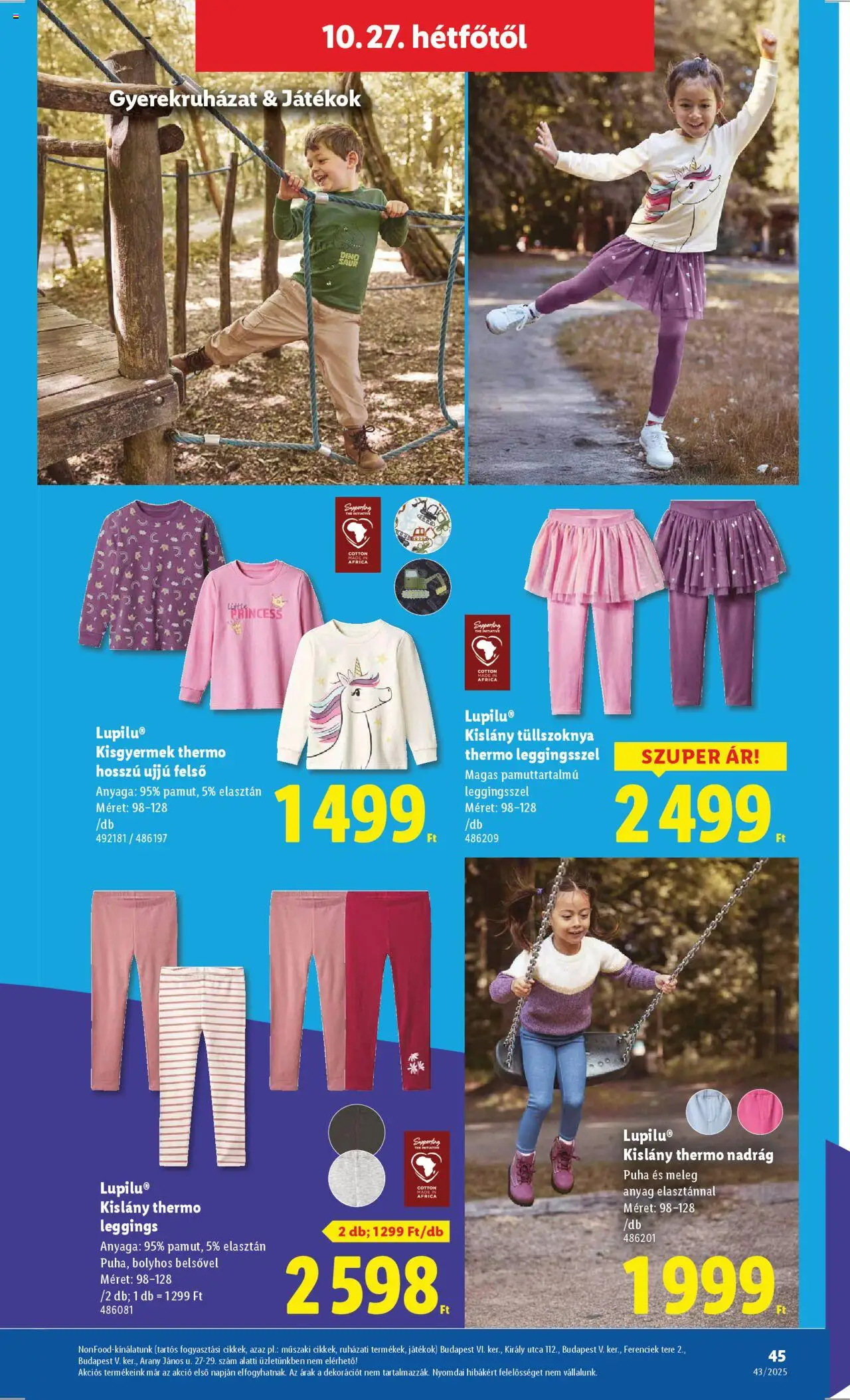 Lidl akciós ujság - amely érvényes a következő dátumtól: 22.10.2025 | Oldal: 45 | Termékek: Játékok, Nadrág, Leggings