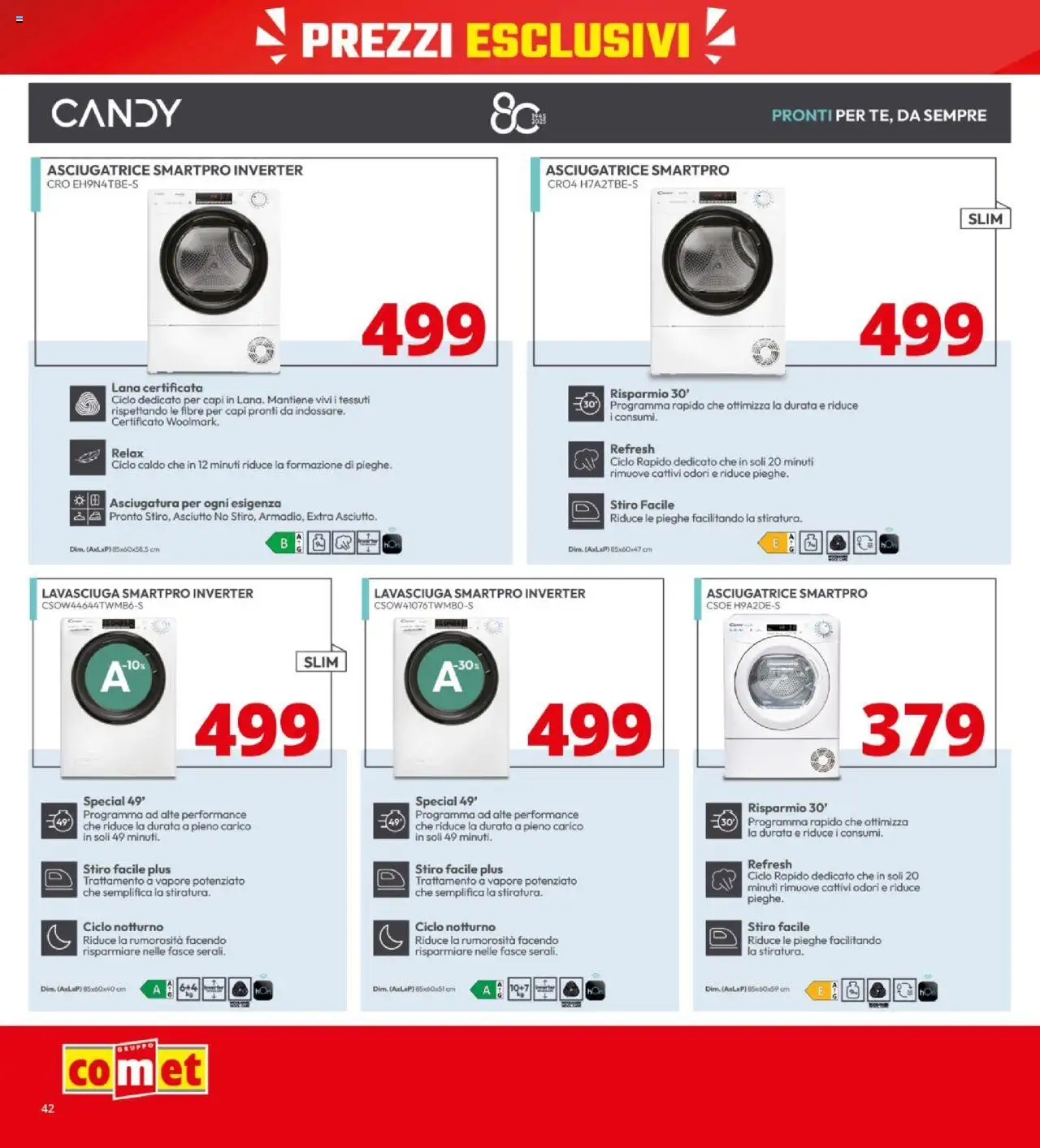 Volantino Comet del 09.10.2025 | Pagina: 42 | Prodotti: Lavasciuga, Asciugatrice