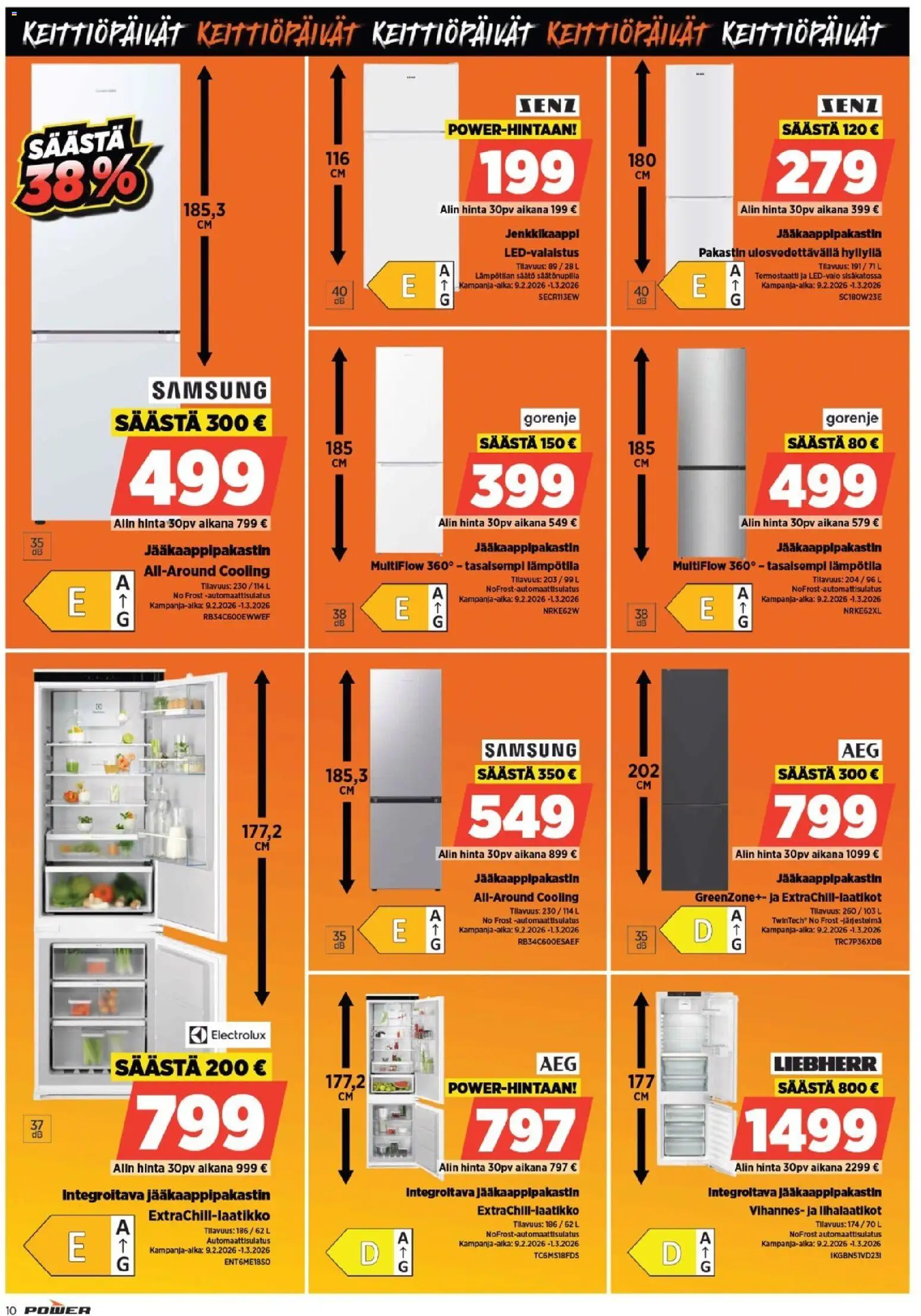 Power - POWER HINTAAN Viikon mainoslehti – voimassa 21.03.2026 alkaen | Sivu: 10 | Tuotteet: Pakastin, Jääkaappipakastin