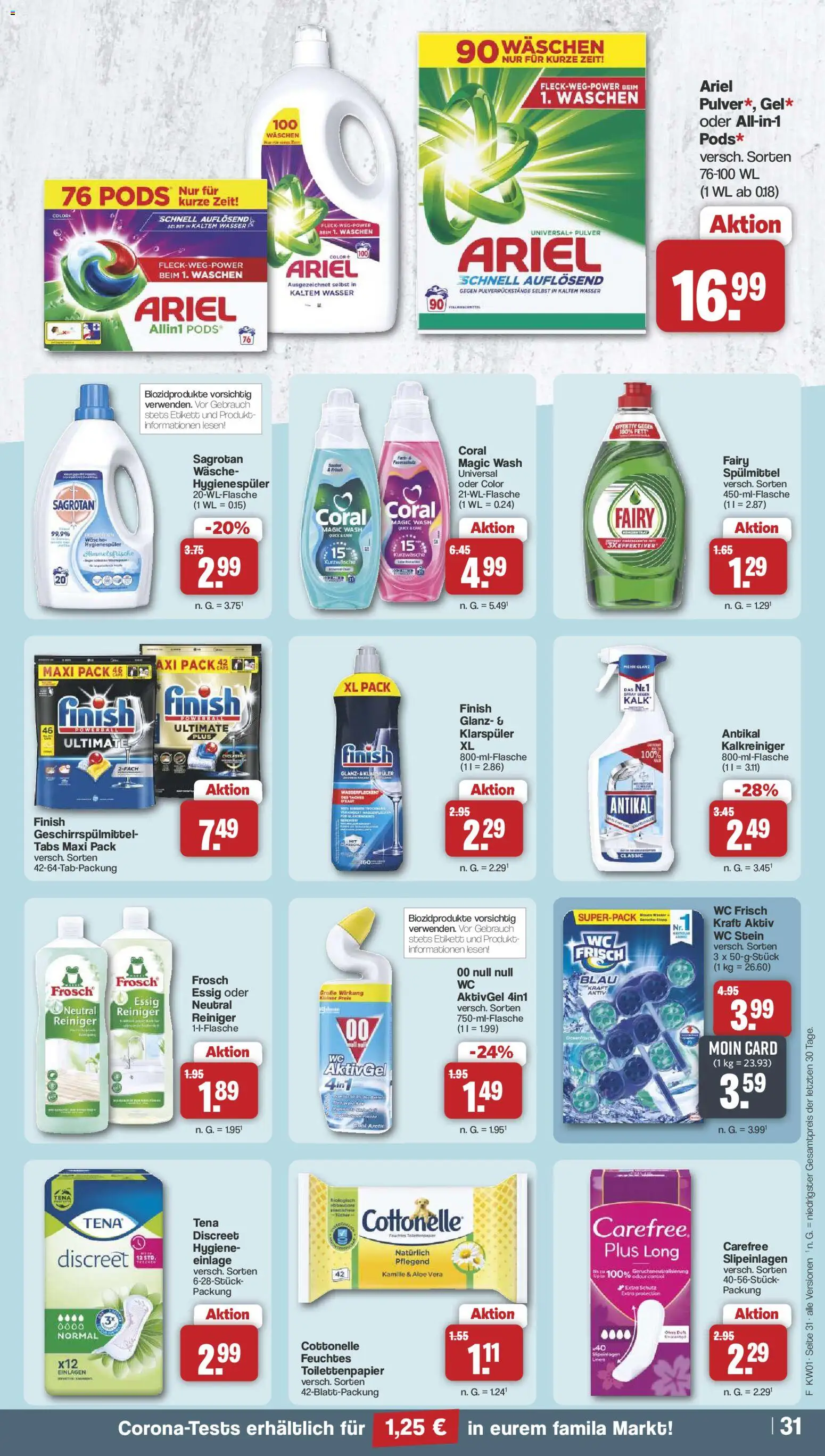Famila Nordwest Prospekt 	 – gültig ab 29.12.2025 | Seite: 33 | Produkte: Ariel, Finish, Wasser, Geschirrspülmittel
