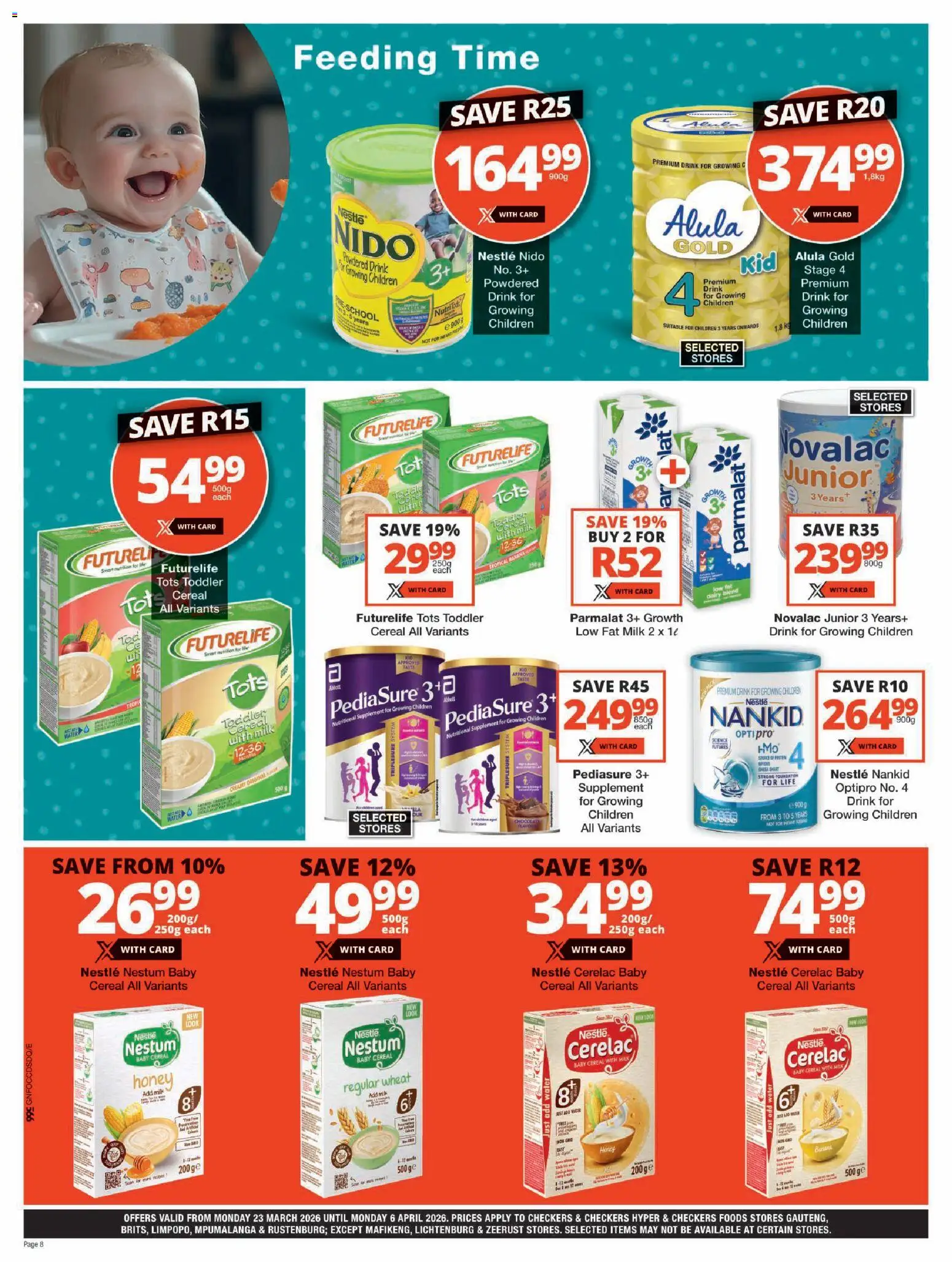 New Checkers catalogue – valid from 23.03.2026 | Page: 8 | Products: Milk, Foundation, Water, Dairy blend