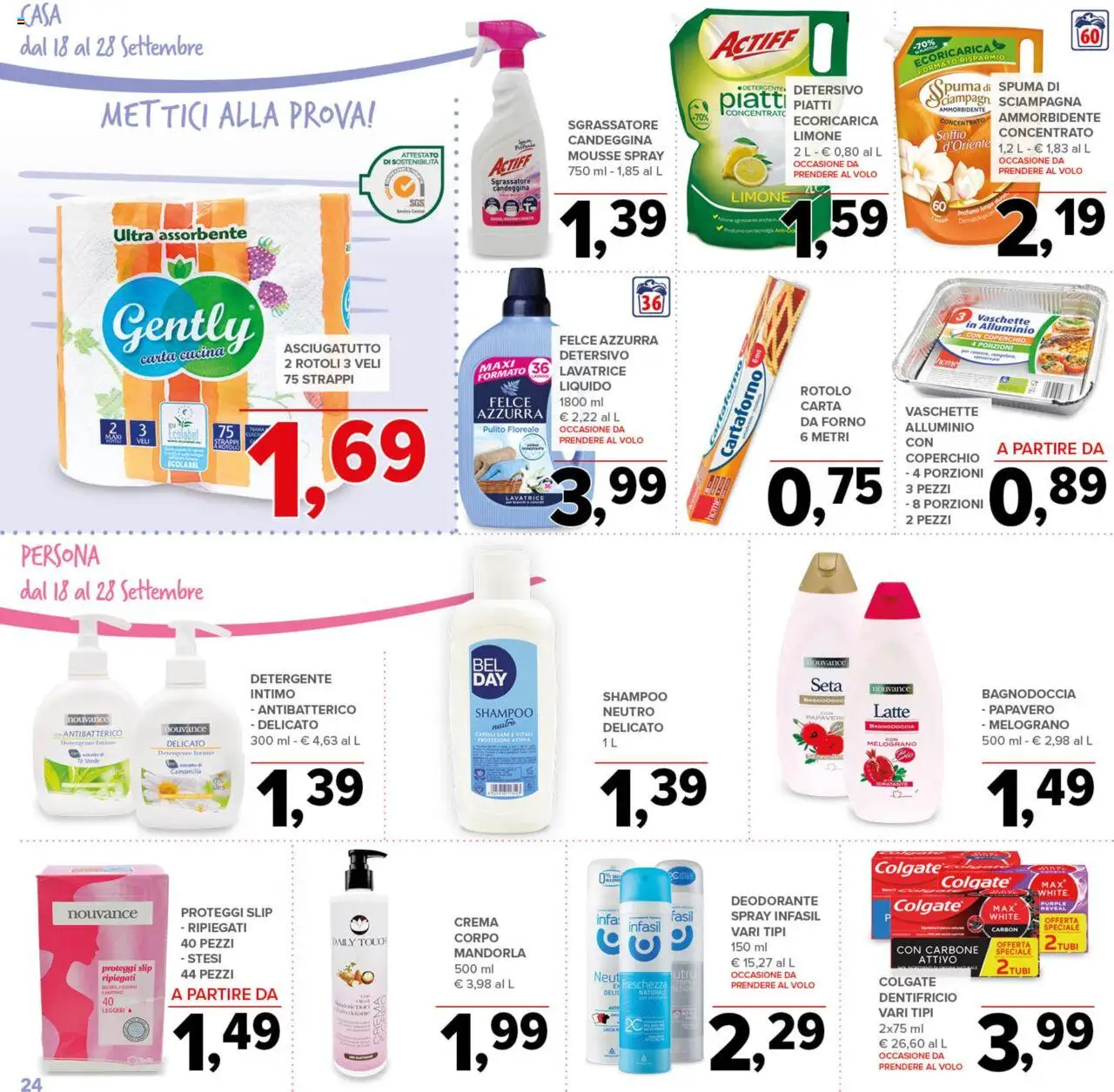 Volantino Todis del 18.09.2025 | Pagina: 24 | Prodotti: Shampoo, Ammorbidente, Proteggi slip, Forno