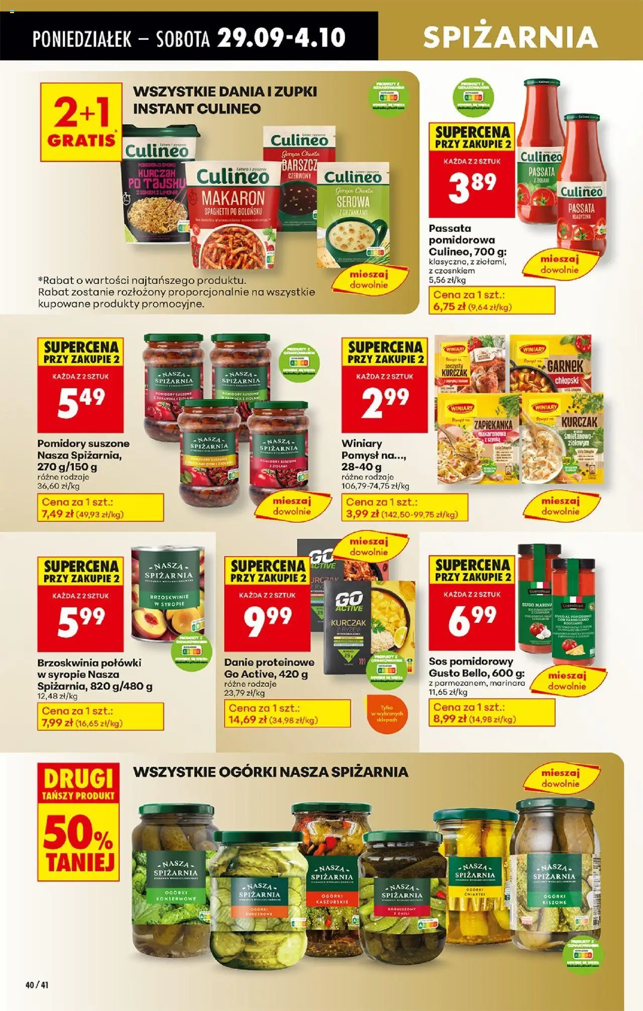 Biedronka gazetka od 29.09.2025 | Strona: 50 | Produkty: Brzoskwinie w syropie, Żurawina, Pomidory, Makaron