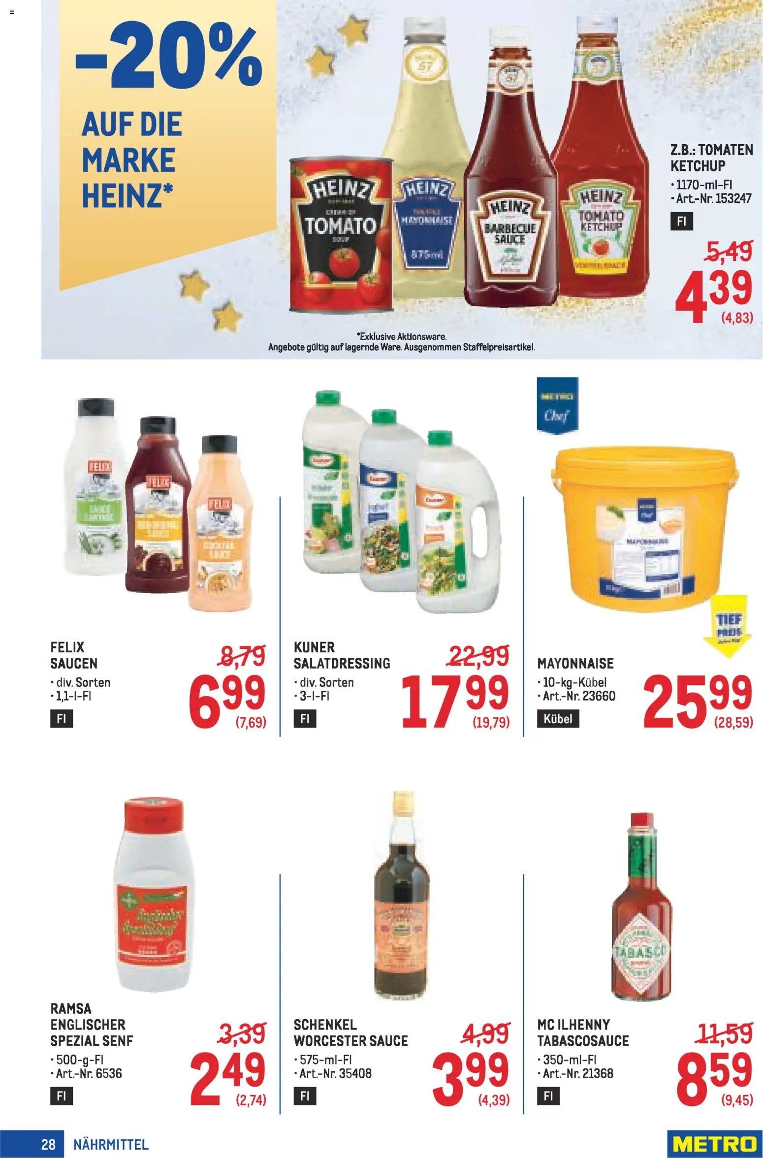 Metro angebote Profi gültig ab 27.11.2025 | Seite: 28 | Produkte: Ketchup, Mayonnaise