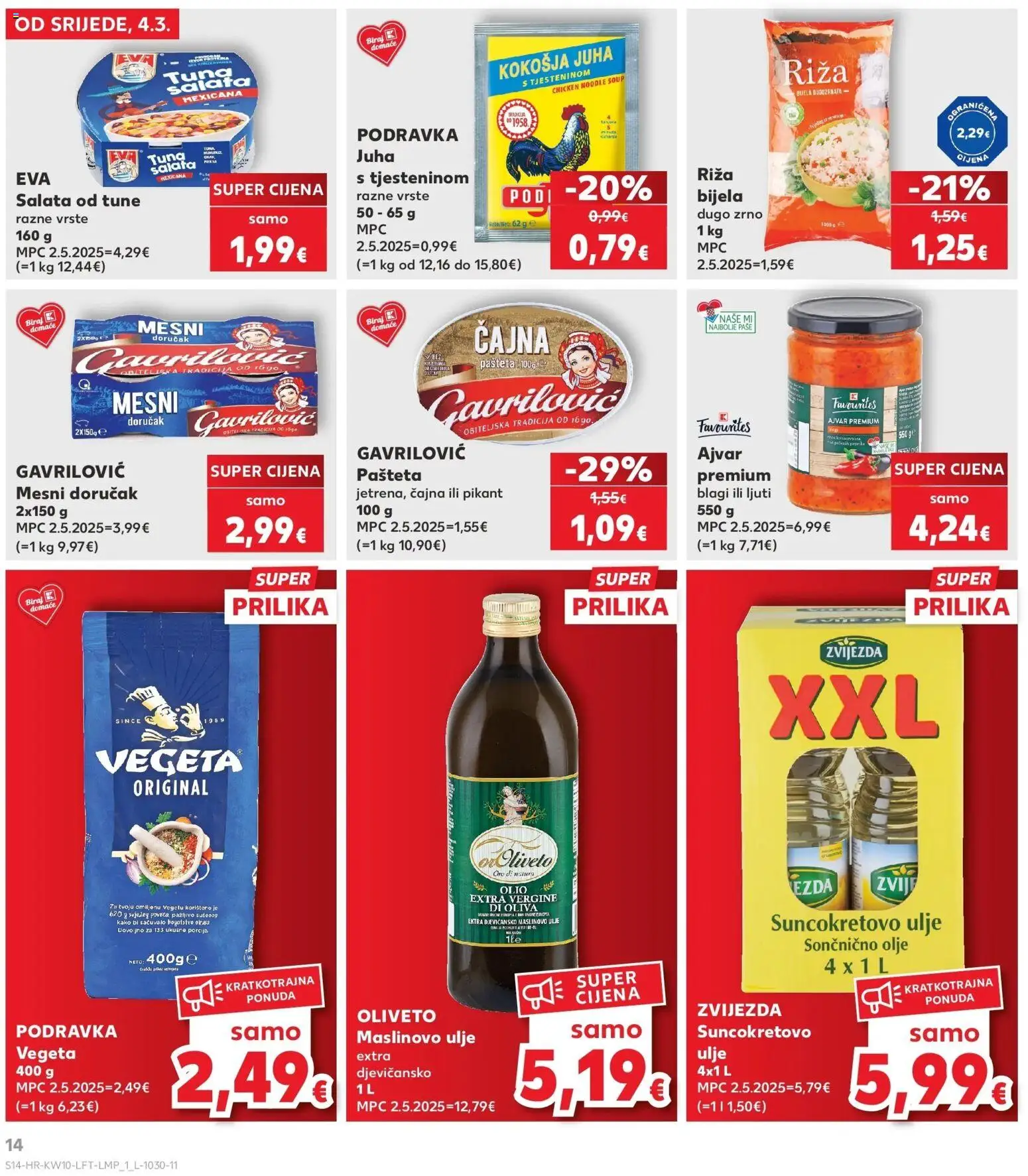 Kaufland katalog | vrijedi od 04.03.2026 | Stranica: 14 | Proizvodi: Maslinovo ulje, Riža, Pašteta, Tuna