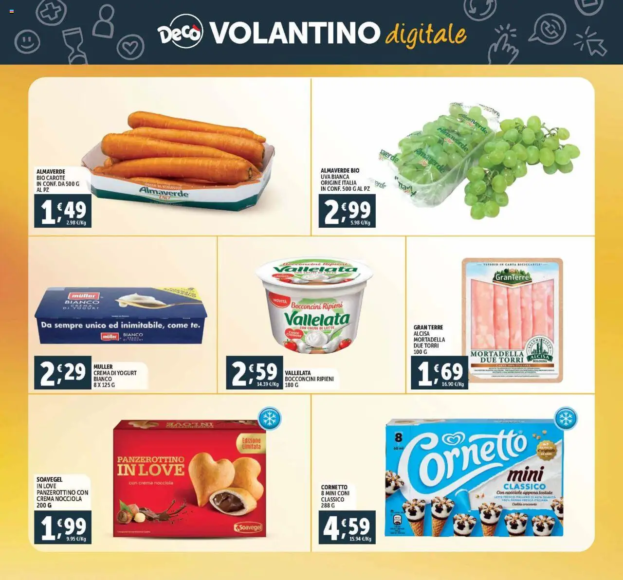Volantino Decò del 03.10.2025 | Pagina: 23 | Prodotti: Crema, Cornetto, Uva, Vassoio