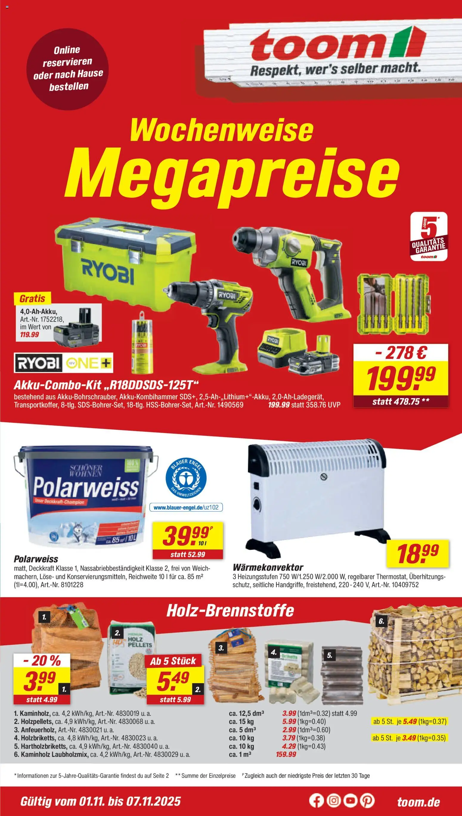 Toom Baumarkt Prospekt 	 – gültig ab 01.11.2025 | Seite: 1