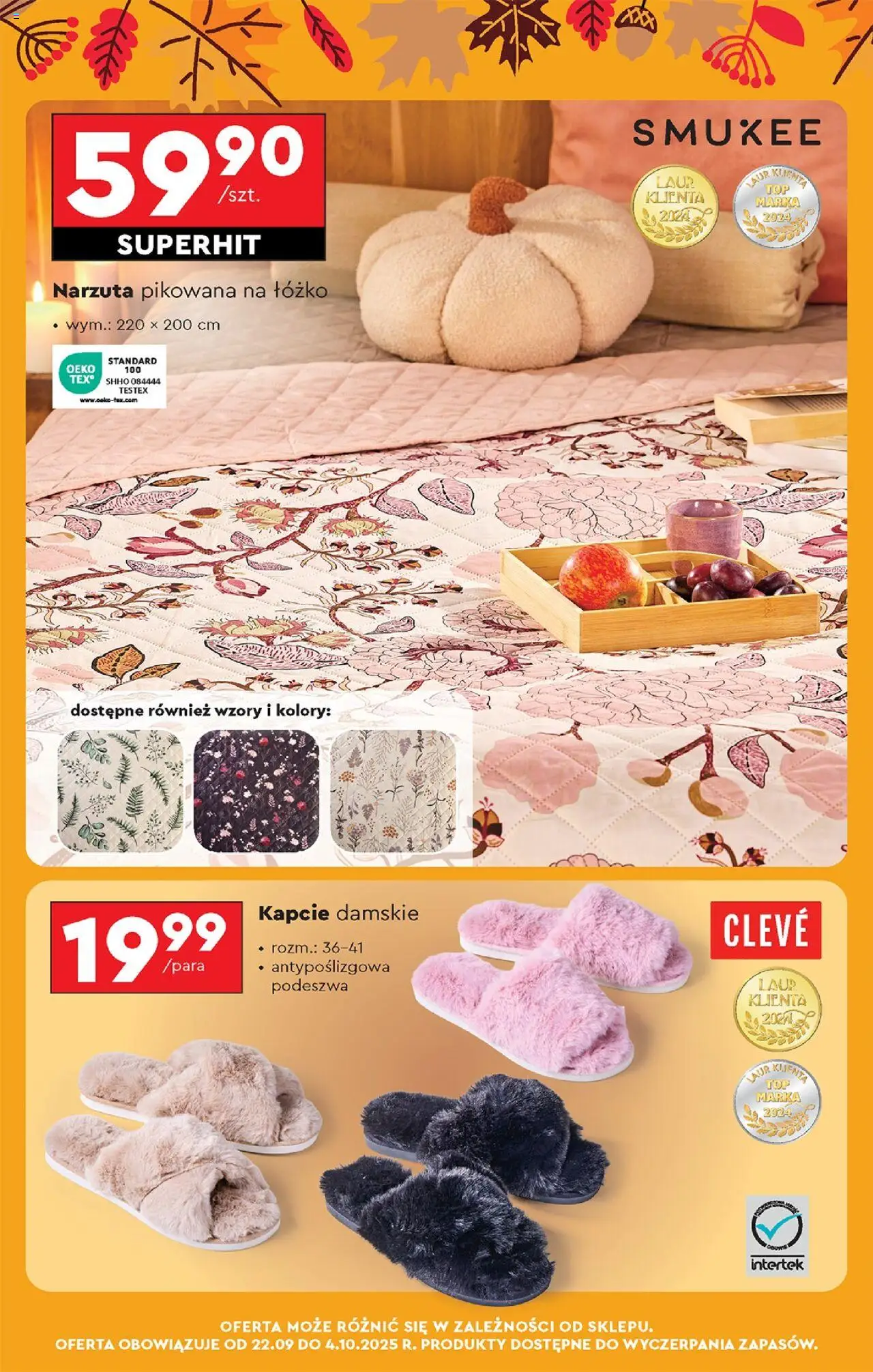 Biedronka gazetka od 22.09.2025 | Strona: 73 | Produkty: Kapcie, Łóżko