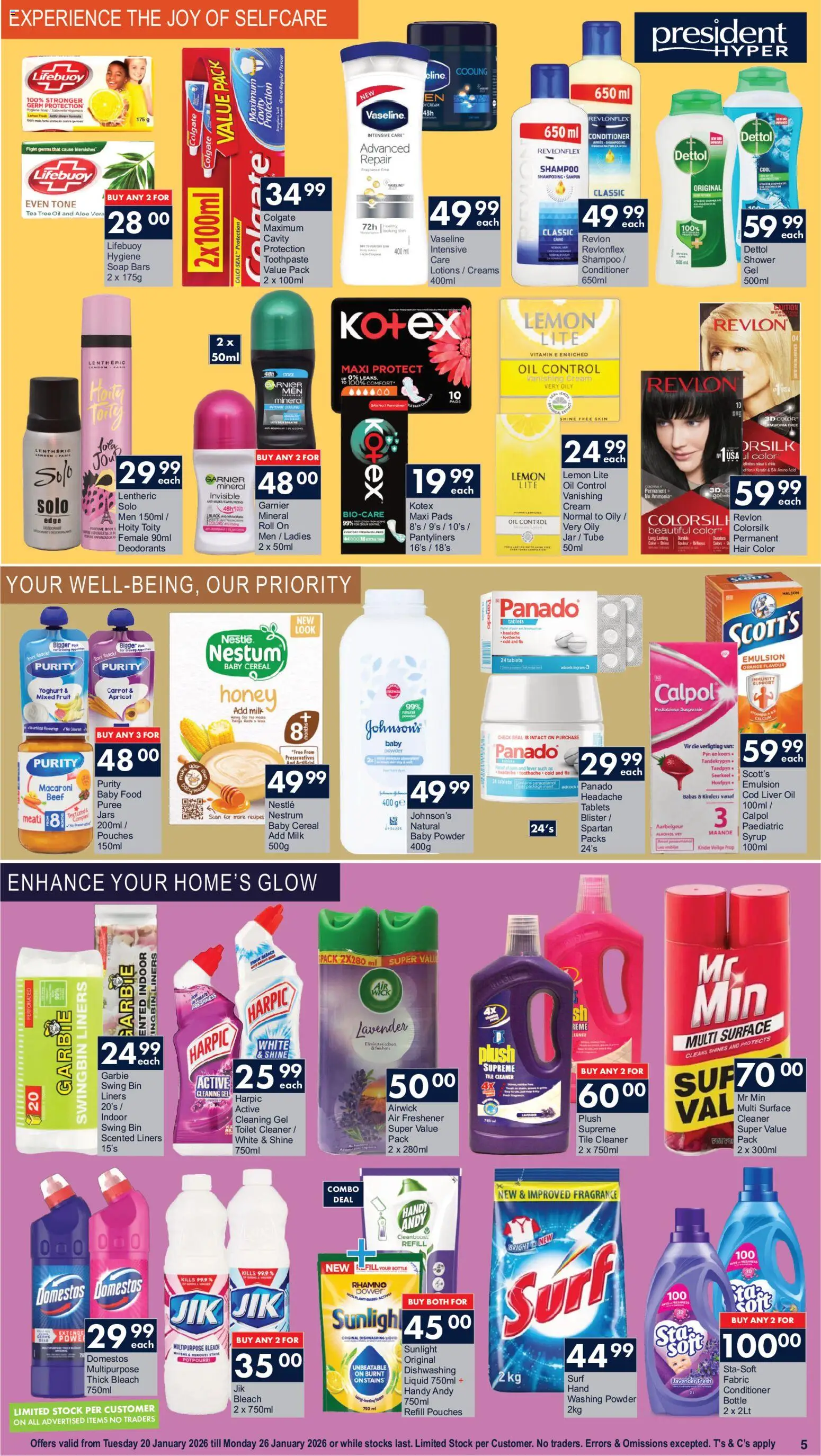 New President Hyper catalogue – valid from 20.01.2026 | Page: 5 | Products: Powder, Stock, Washing powder, Dishwashing liquid