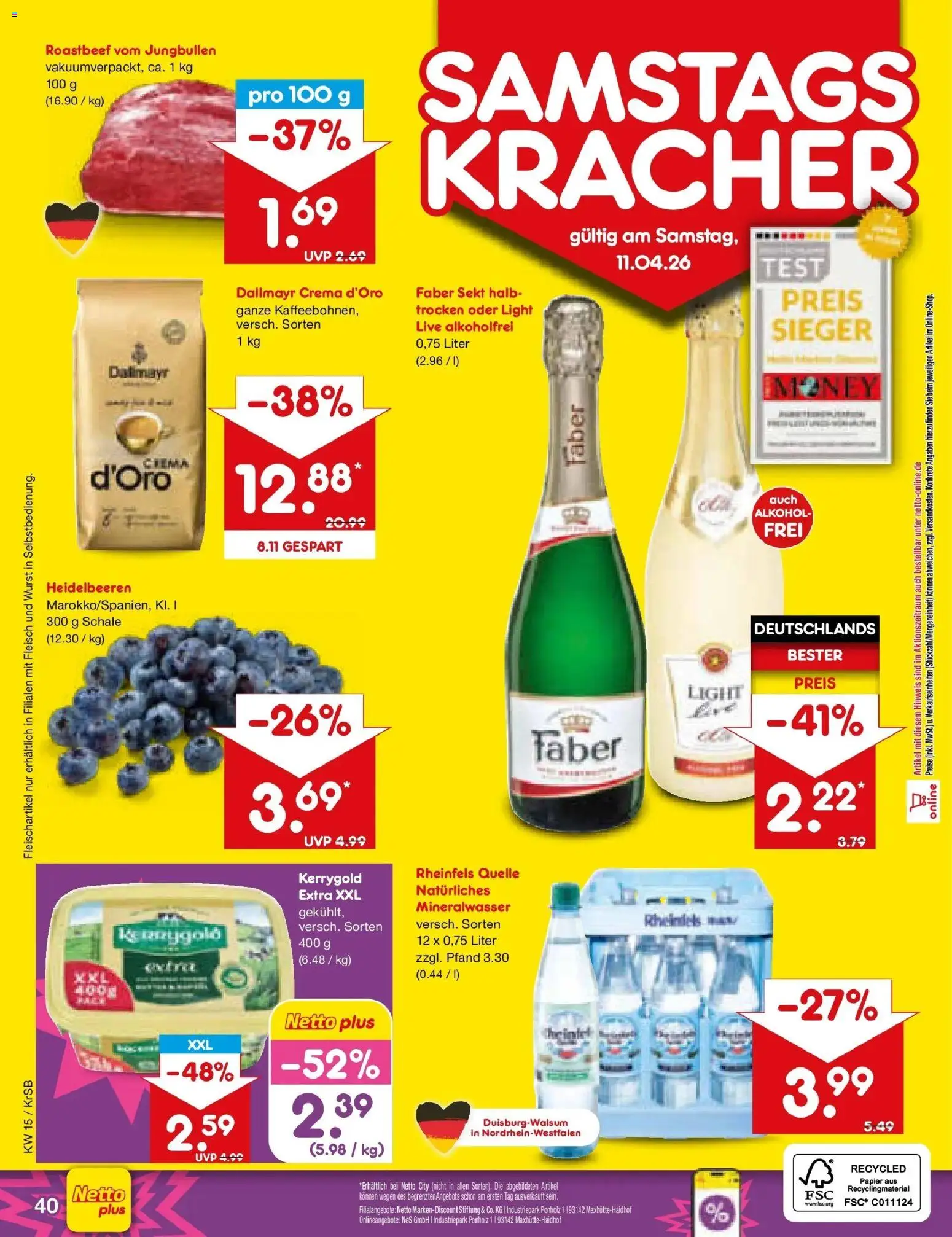 Netto Marken-Discount Prospekt Jüchen	 – gültig ab 05.04.2026 | Seite: 58 | Produkte: Mineralwasser, Wurst, Fleisch, Rheinfels quelle