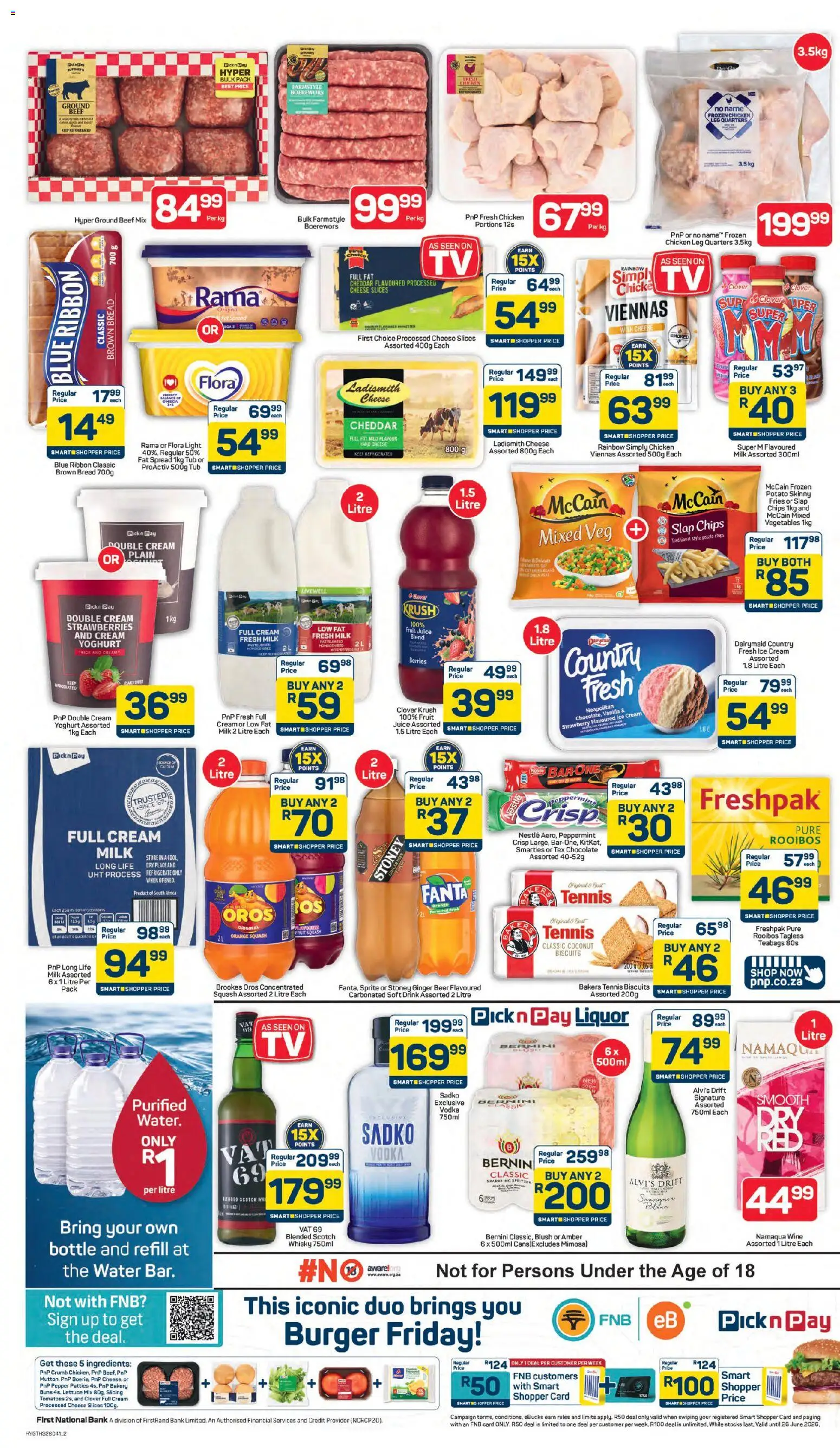 New Pick n Pay catalogue – valid from 09.04.2026 | Page: 2 | Products: Yoghurt, Boerewors, Squash, Chips