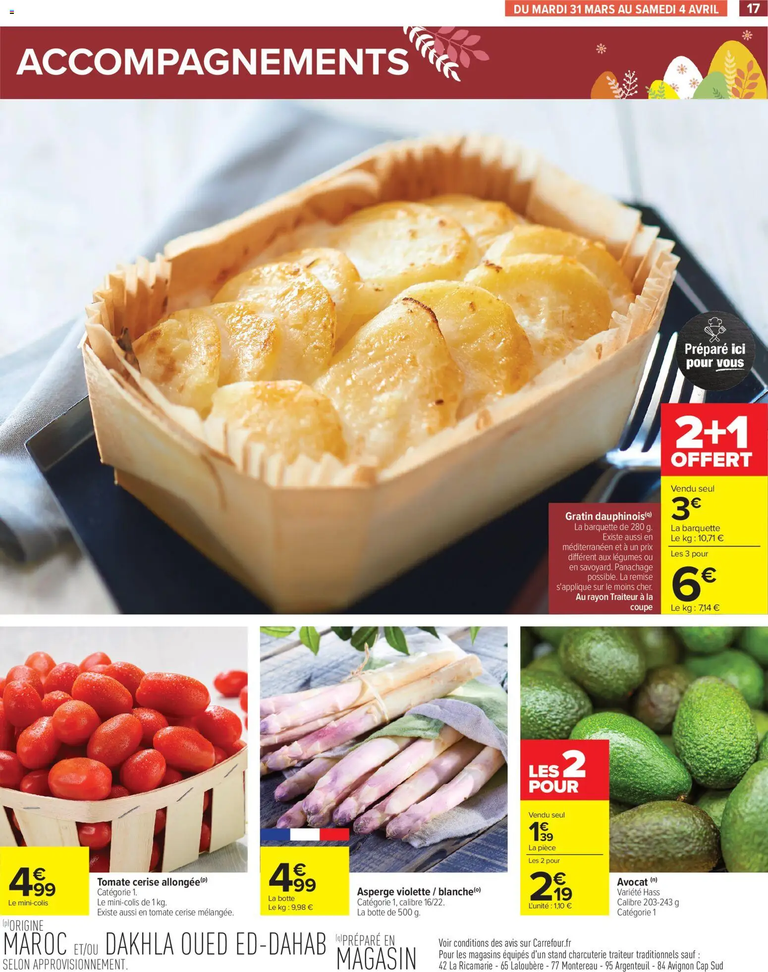 {H1} | Page: 17 | Produits: Avocat, Asperge, Tomate cerise